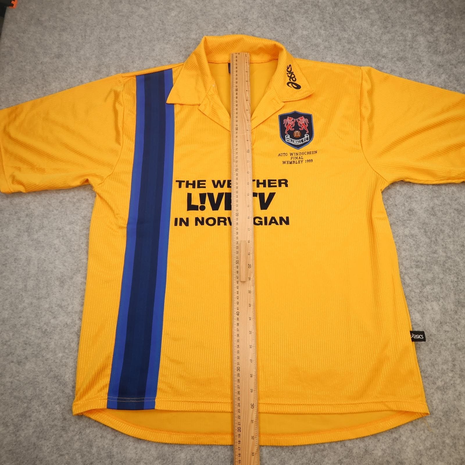 Vintage Millwall Away Shirt Mens 2XL Yellow Asics LIVETV Wembley 1998 1999 photo 13