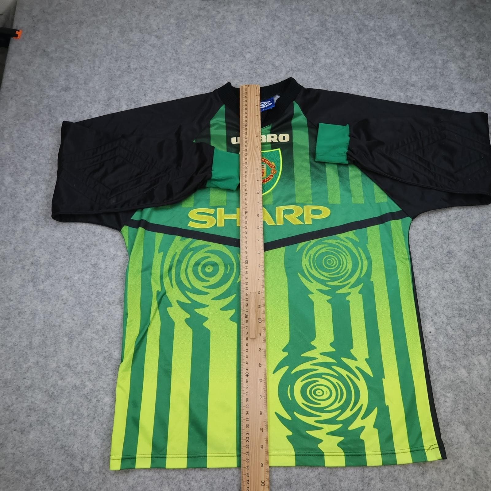 Vintage Manchester United Shirt Mens Medium Green Goalkeeper Umbro Sharp 1997 98 photo 11