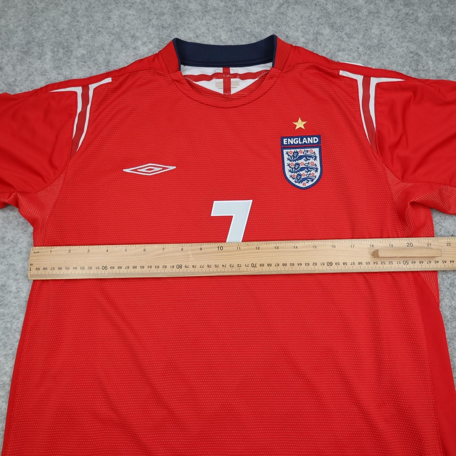 Vintage England Away Shirt Mens XL Red 2004 2006 Umbro Beckham Jersey photo 13