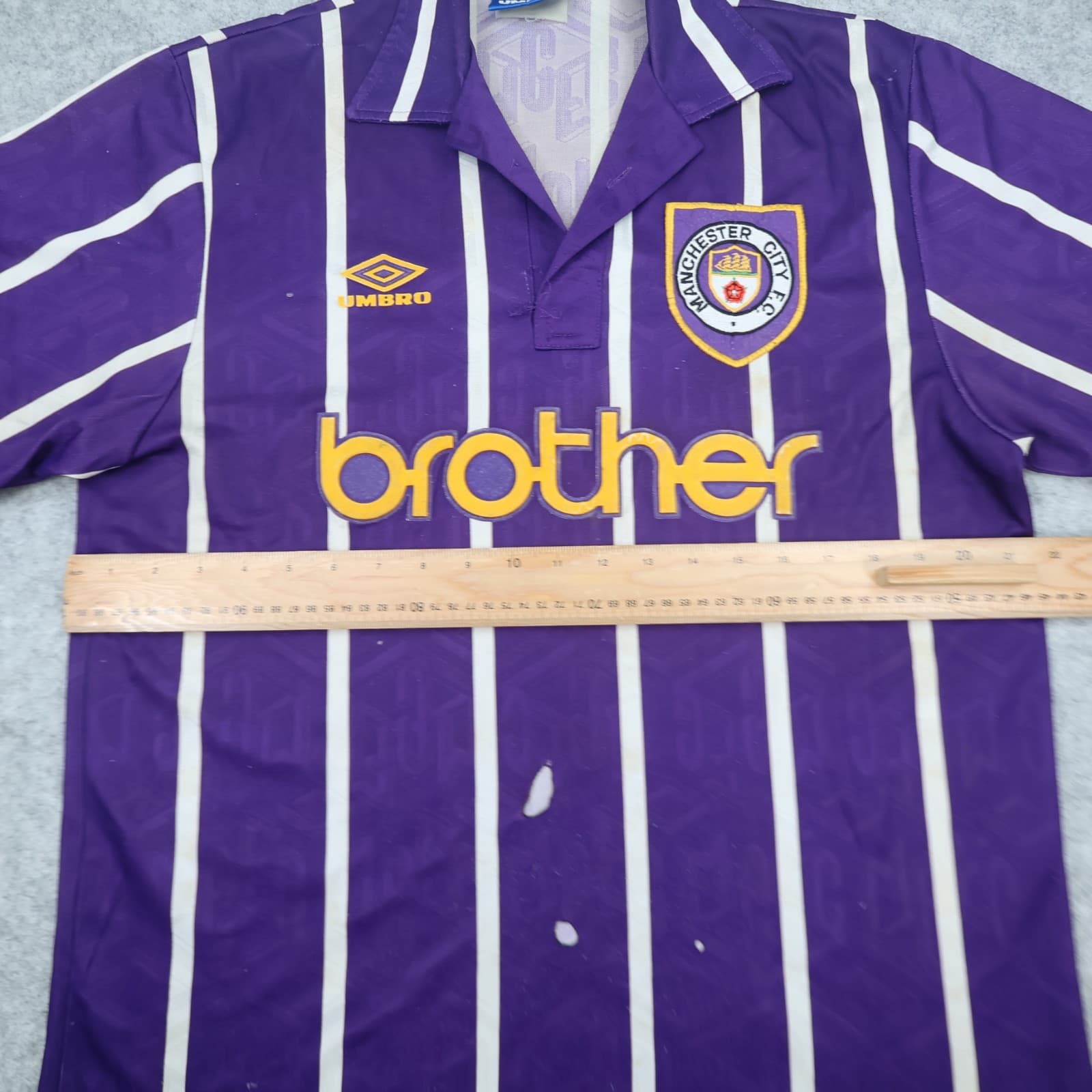 Vintage Manchester City Shirt Large Purple Home Kit 1993 1994 Umbro Jersey 90s photo 11
