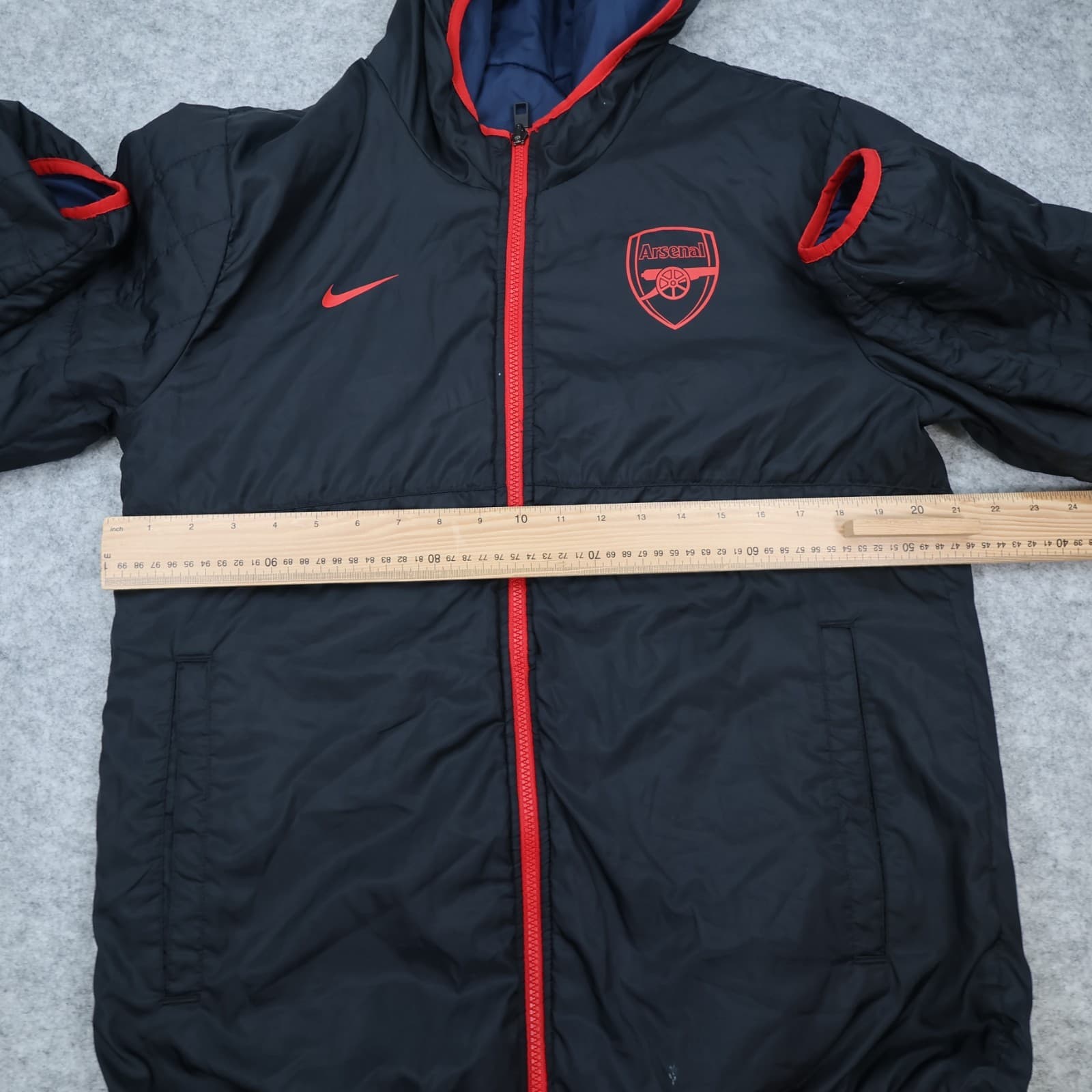 Arsenal Jacket Medium Navy White Red Winter Nike Padded Coat Reversible Puffer photo 12