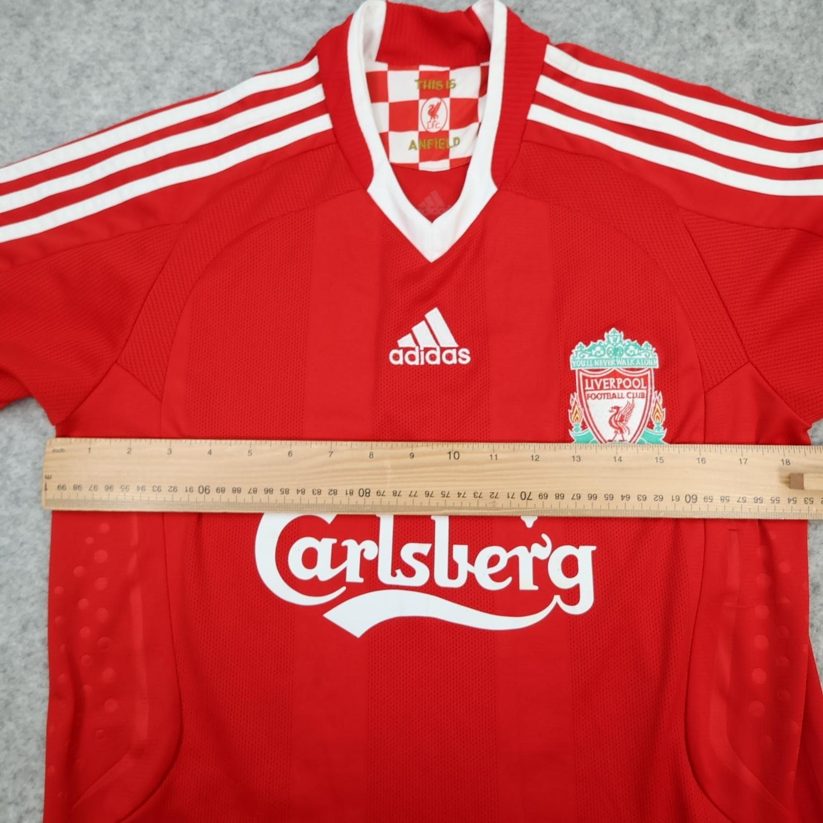 Liverpool Shirt Large Boys Red Home 2008 2010 12-13 Year Adidas Carlsberg Jersey photo 13