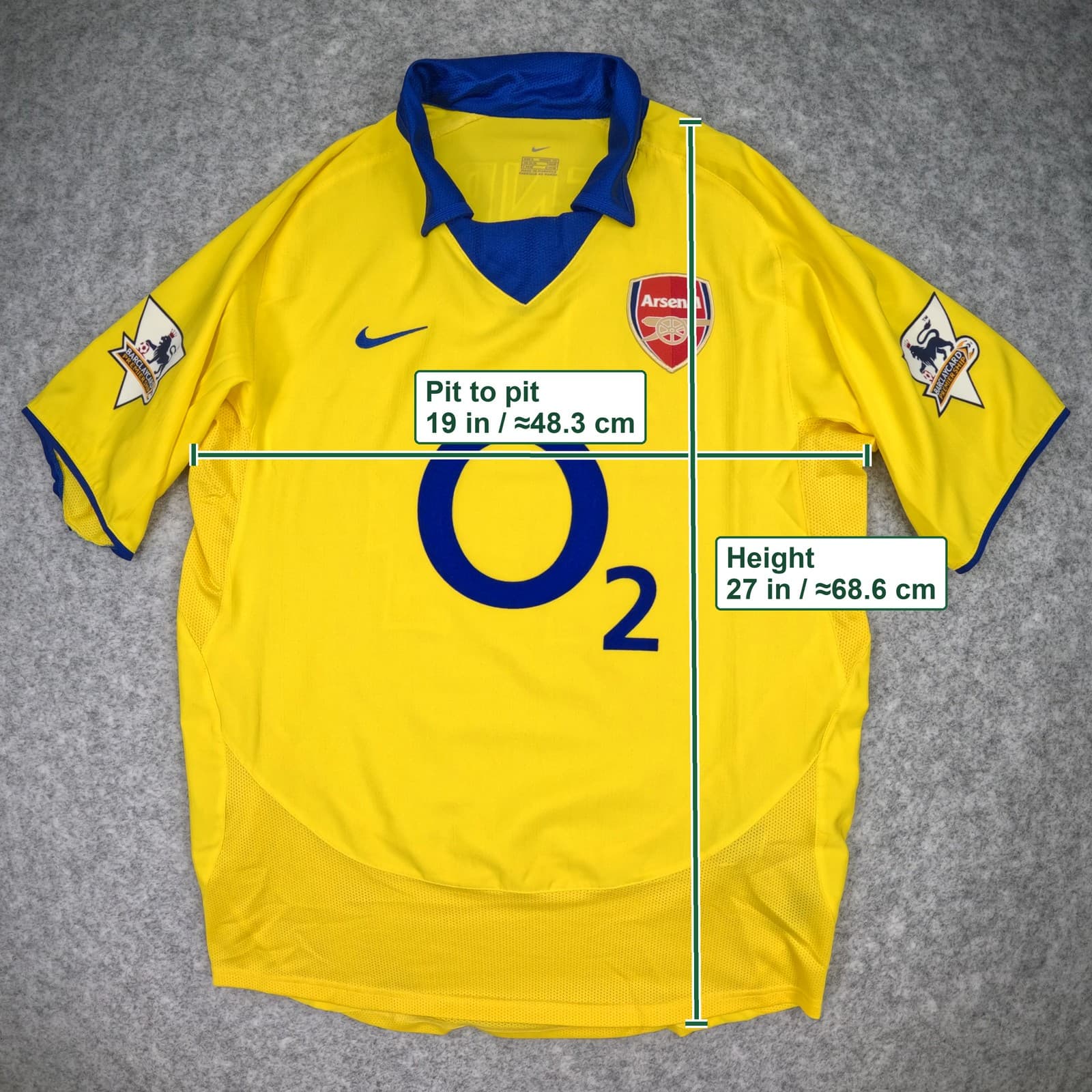 Arsenal Football Shirt Adult Small Yellow Away 2003 2004 Nike Henry 14 Jersey photo 3