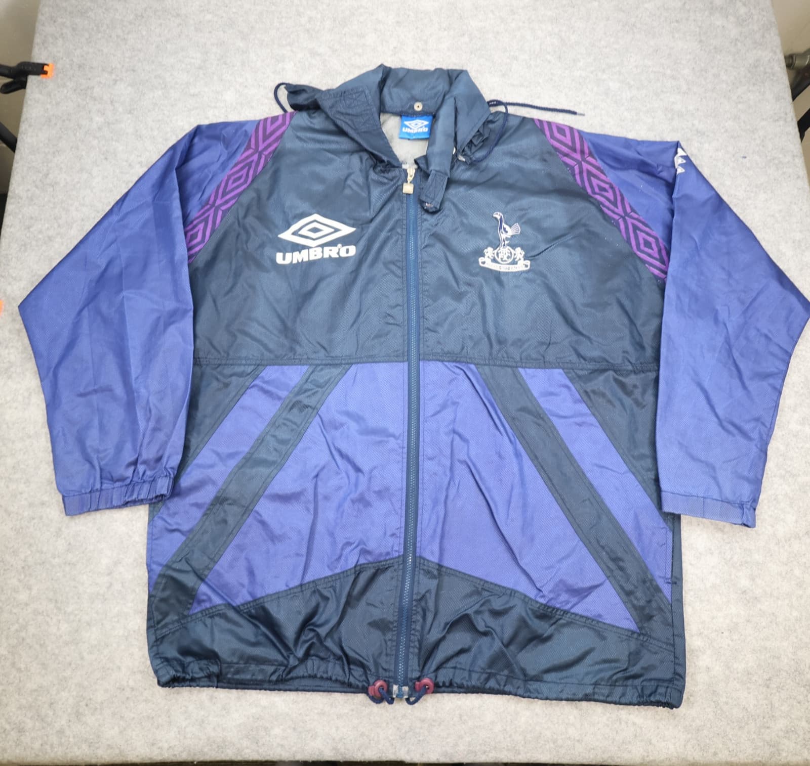 Vintage Tottenham Hotspur Large Training Jacket Purple 1991 1993 Light Rain Coat