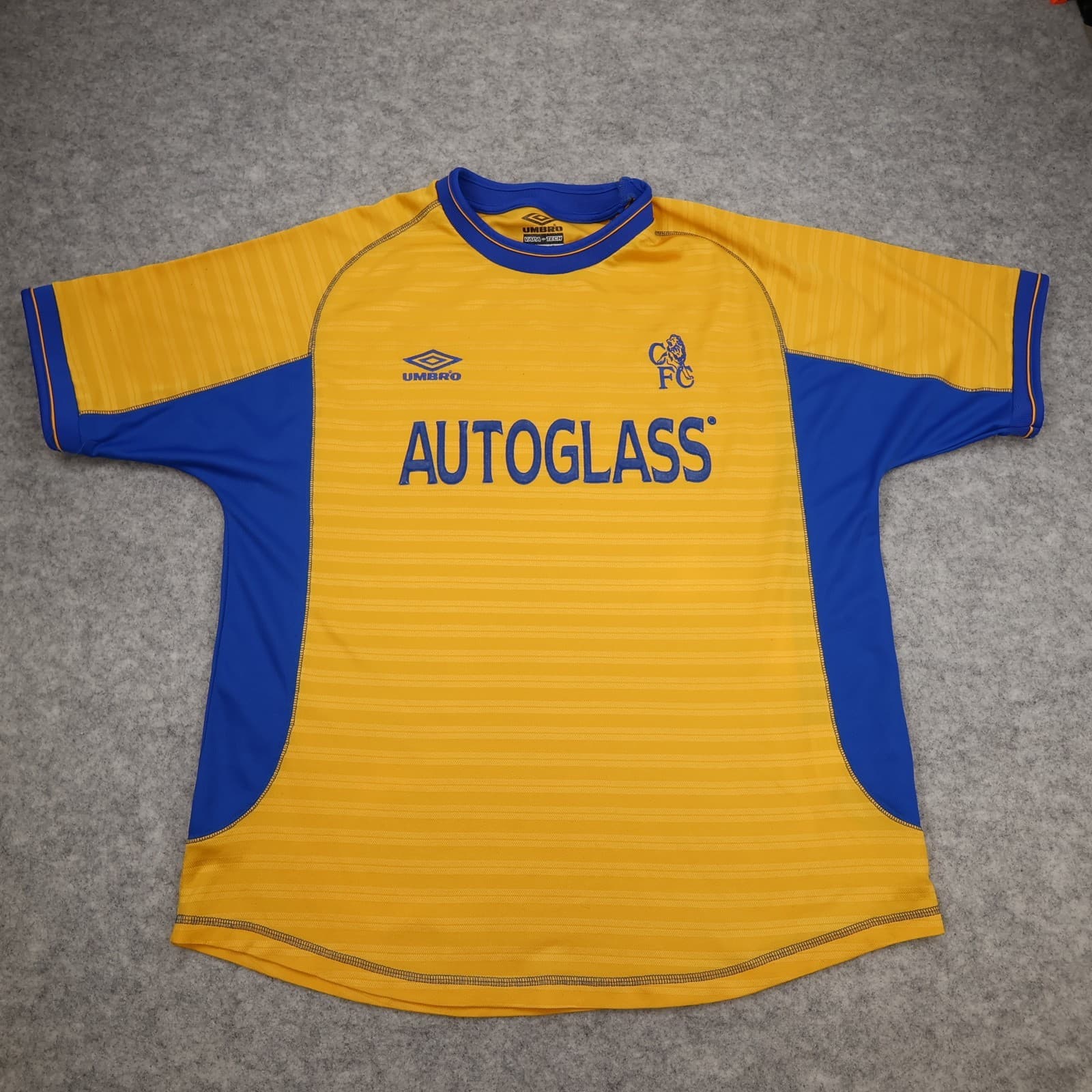 Vintage Chelsea Shirt Large Yellow Third Kit 2000 2001 Jersey Autoglass Soccer