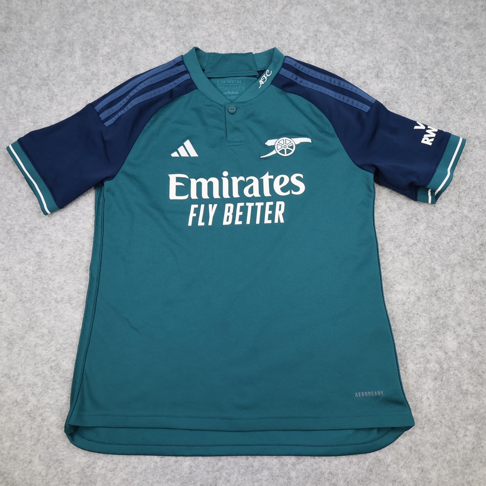 Arsenal Shirt Kids 13-14 Years Green 3rd Kit 2023 2024 Adidas Emirates Jersey