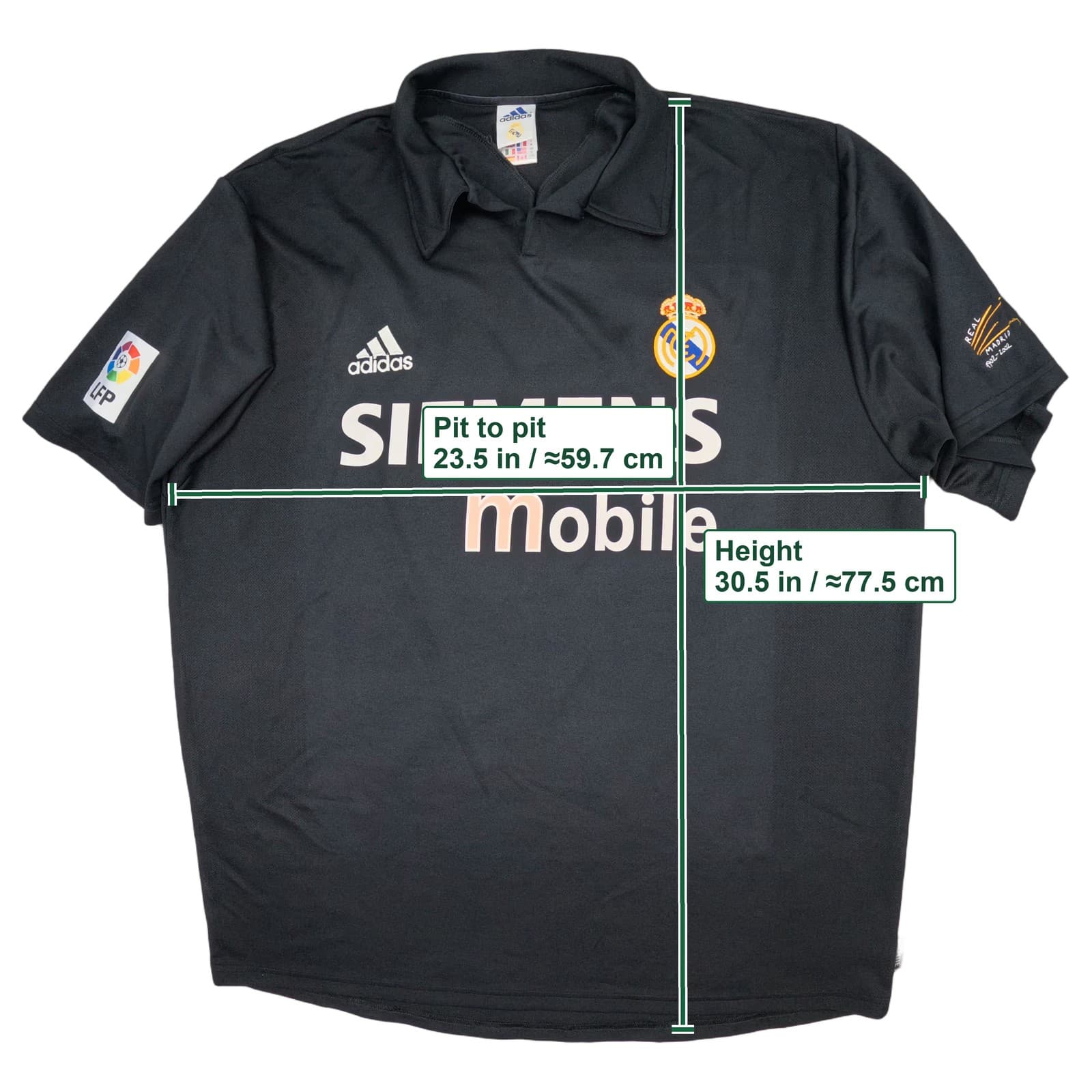 Real Madrid Football Shirt Extra Large Black Away 2002 2003 adidas Ronaldo 11 photo 3
