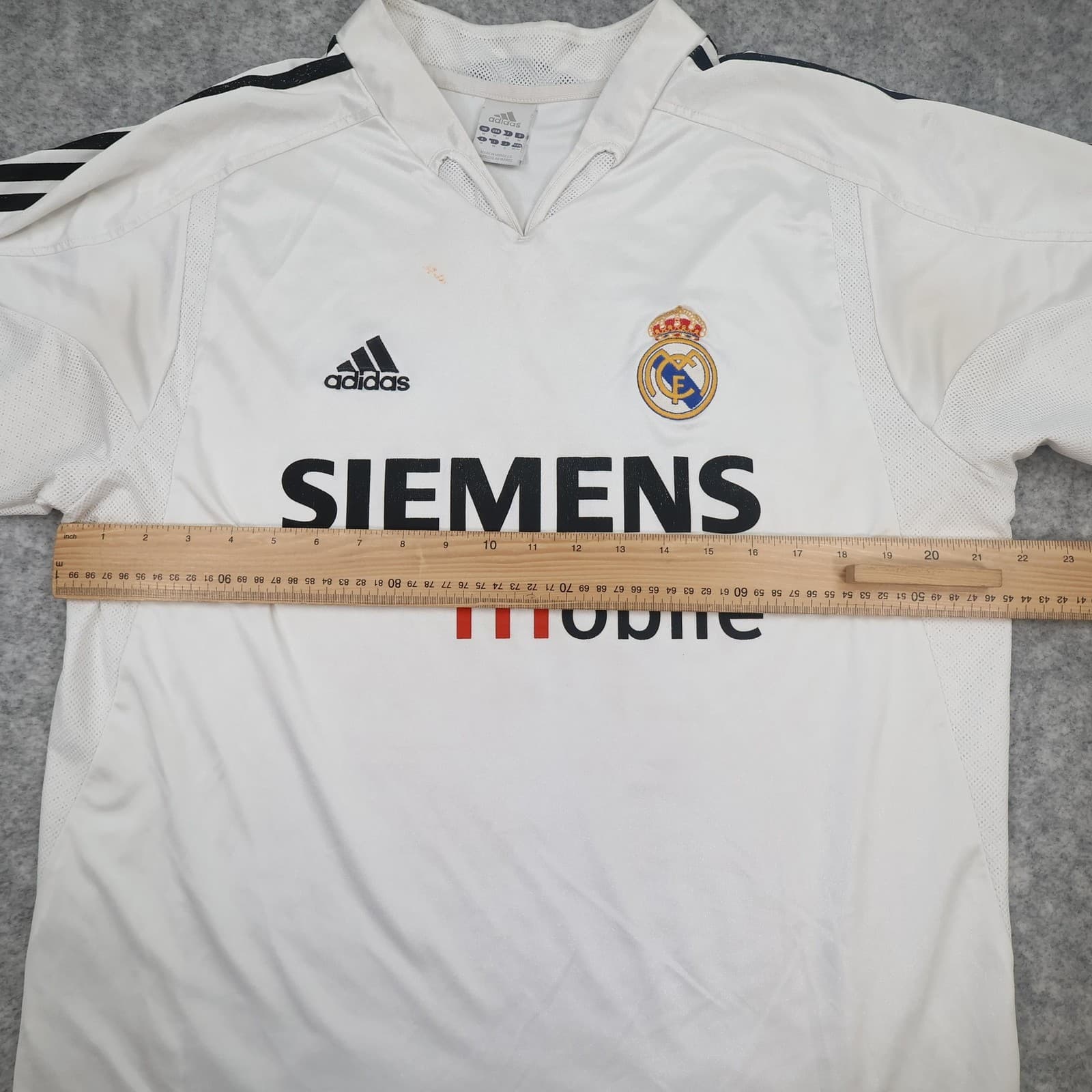 Vintage Real Madrid Shirt Mens Medium White Home 2004 2005 Adidas Siemens Mobile photo 14