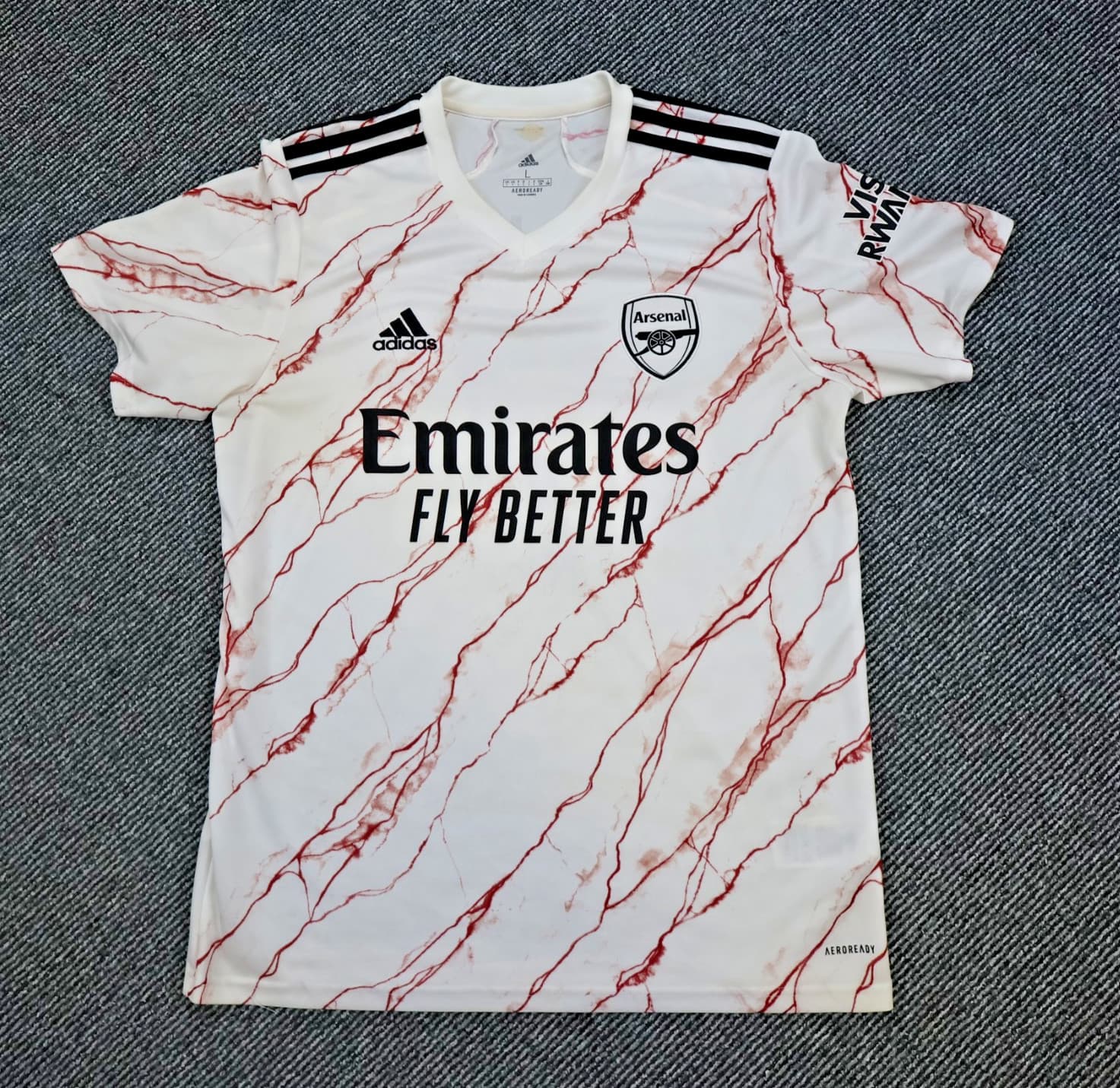 Arsenal Shirt Large White Away Kit 2021 2022 Adidas Jersey Soccer Bukayo Saka 7 photo 2
