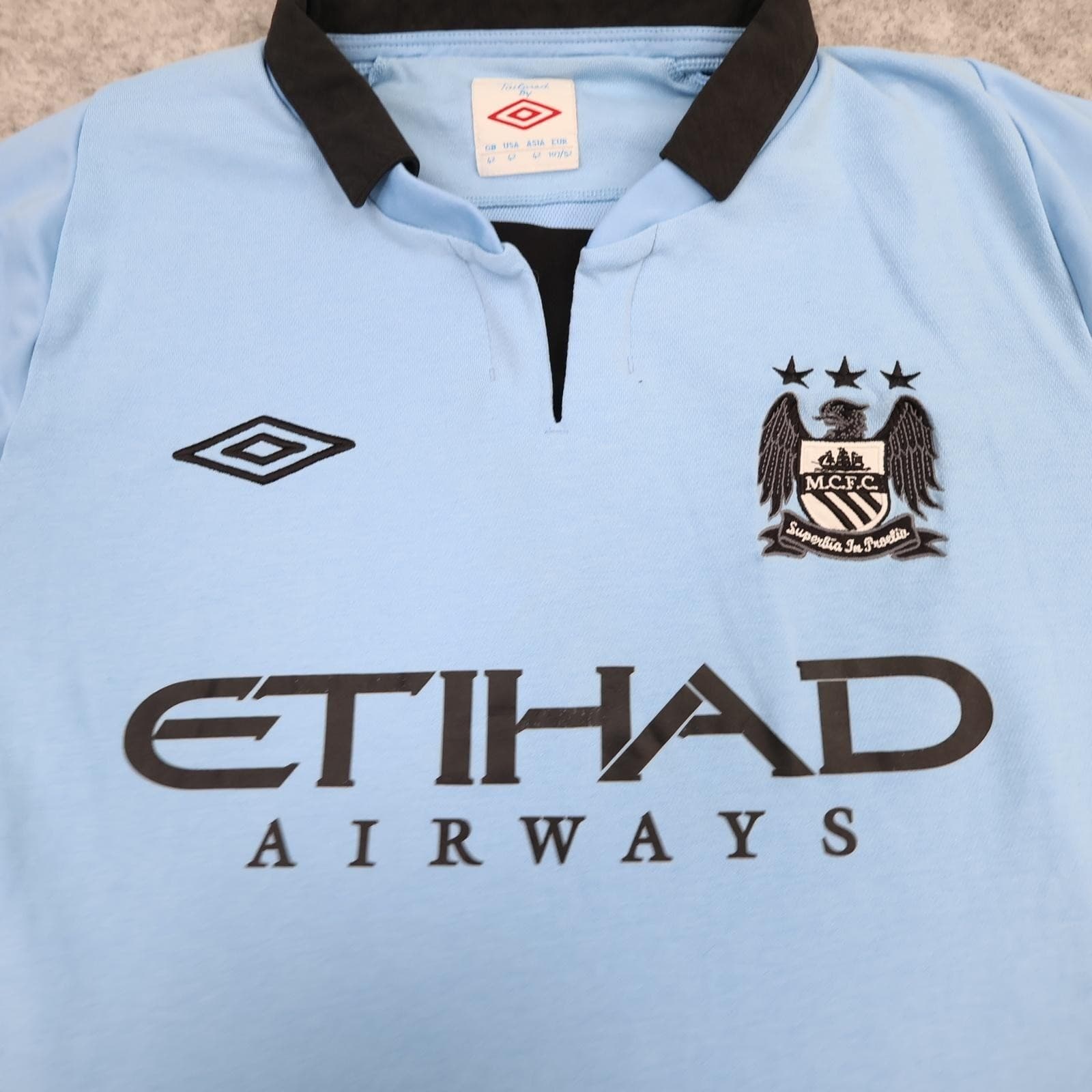Manchester City Shirt Mens Medium Blue Home 2012 2013 Umbro Soccer Jersey photo 3