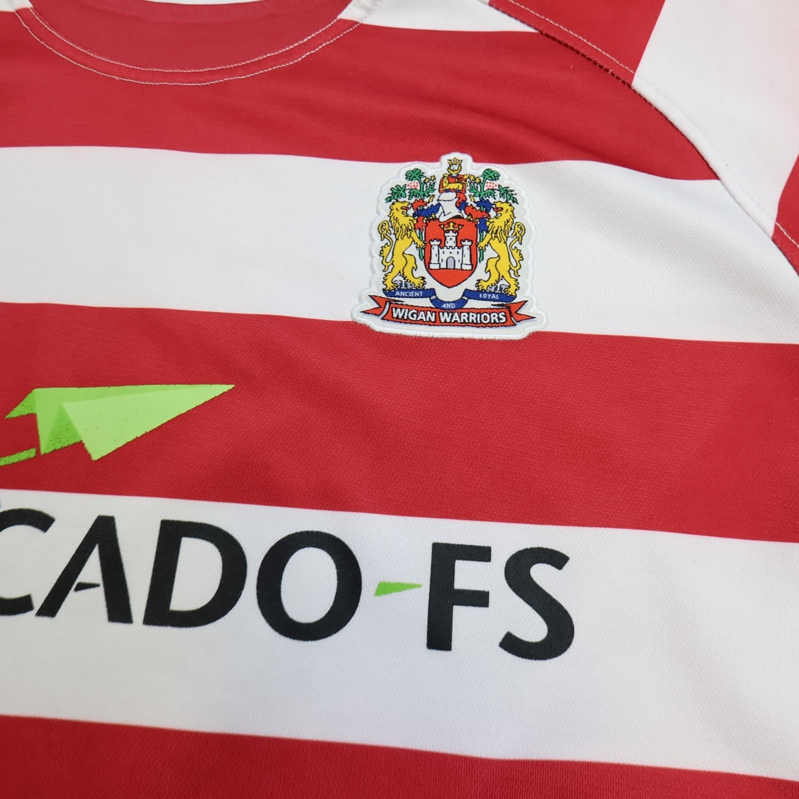 Wigan Warriors Rugby Shirt Large Red Striped Jersey 2012 2013 ISC 44" photo 5
