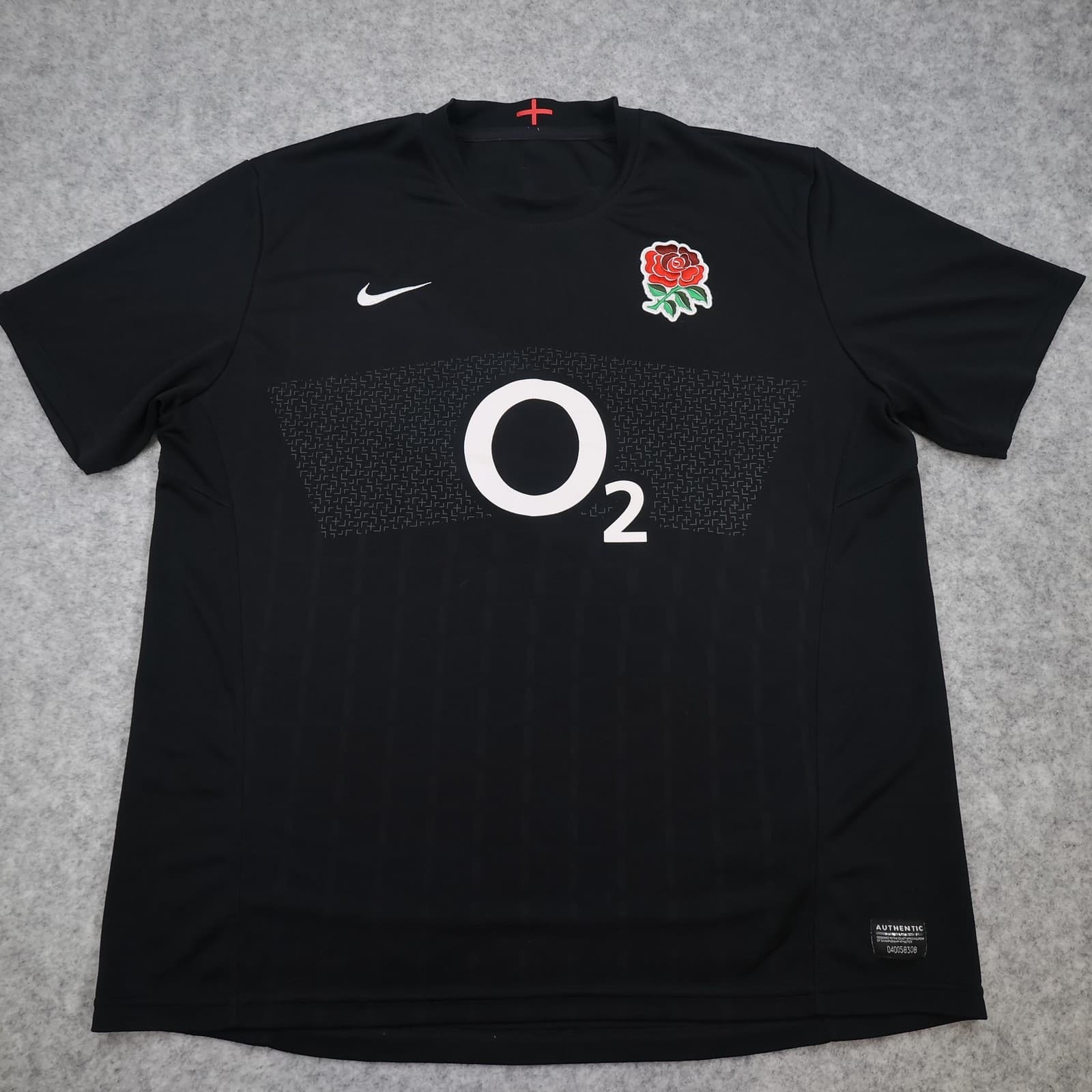 England Rugby Shirt Mens XL Black Rugby Union Nike O2 Authentic Jersey 2011 2012
