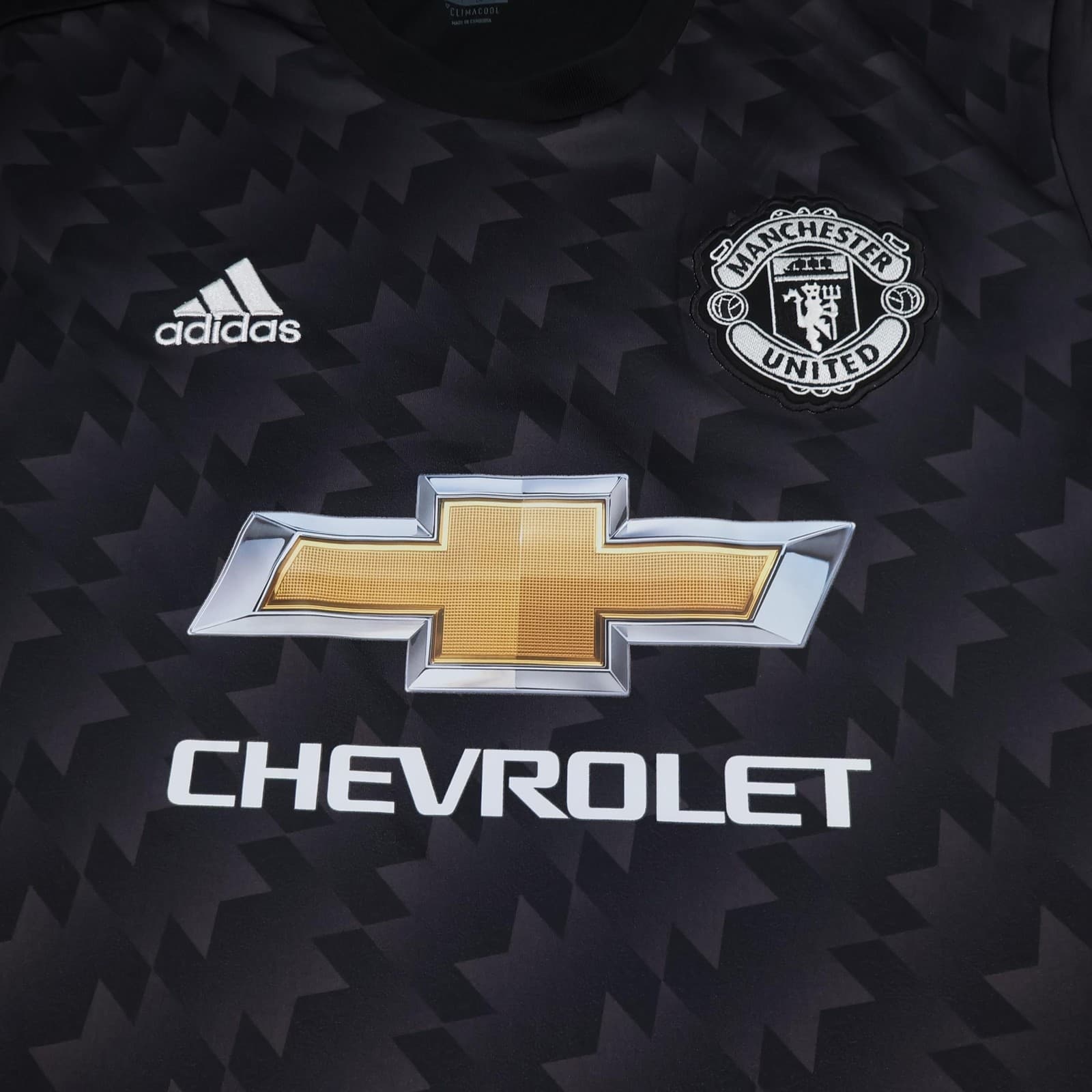 Manchester United Away Shirt Mens Large Black 2017 2018 Adidas Chevrolet Jersey photo 3