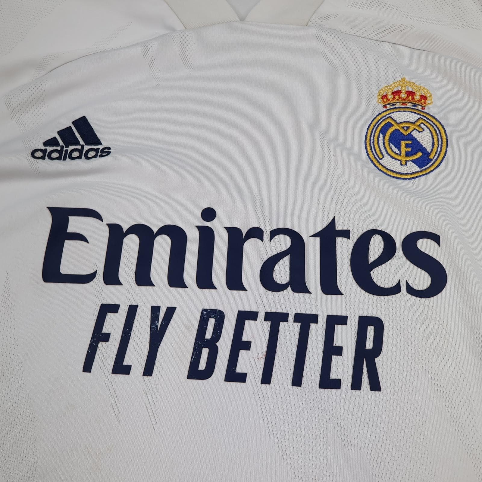Real Madrid Shirt Mens XL White Home 2020 2021 Football Adidas Emirates Jersey photo 3