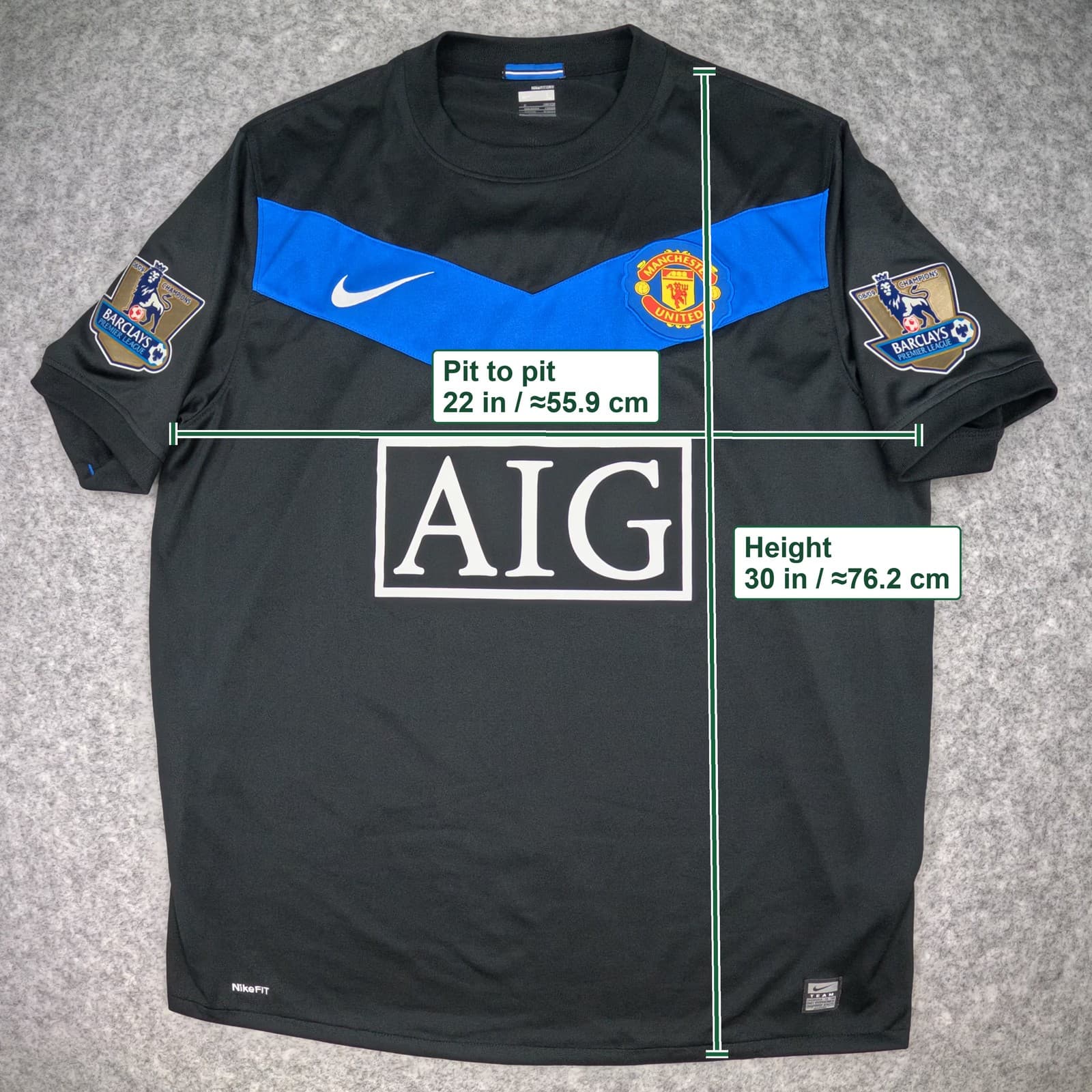 Manchester United Football Shirt Large Black Away 2009 2010 Nike Scholes 18 photo 3