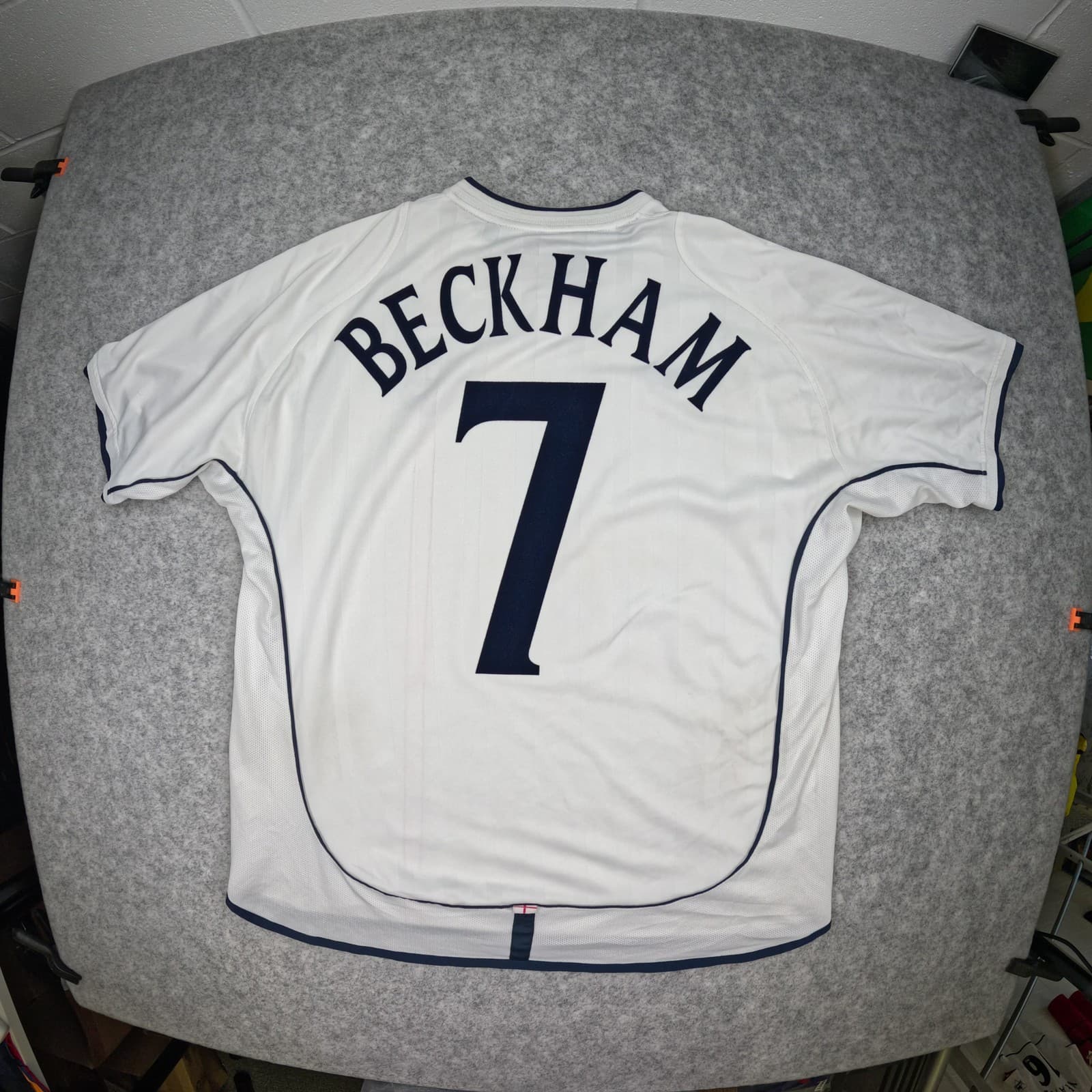 England Football Shirt XL White Home 2001-03 Umbro David Beckham Soccer Jersey