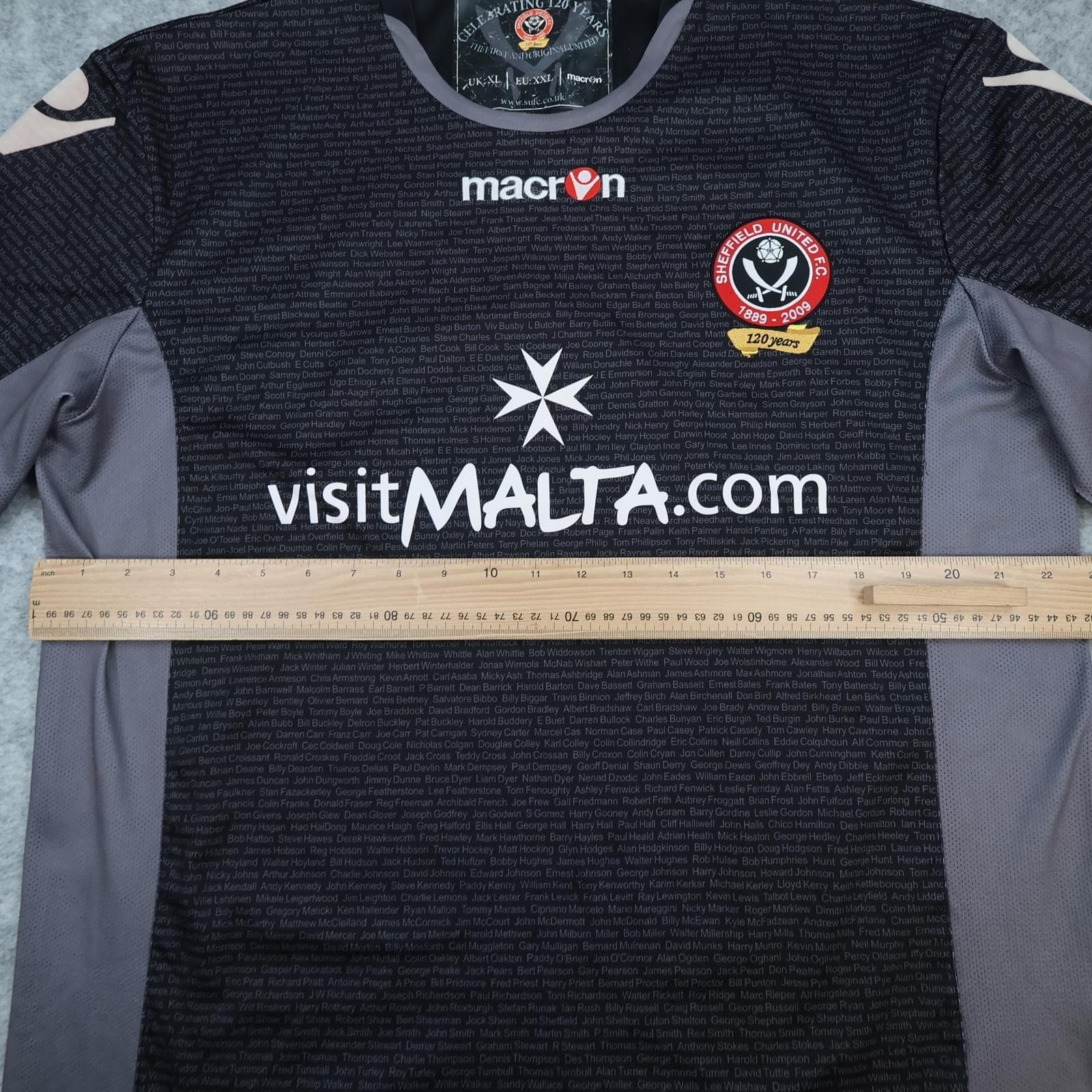 Sheffield United Shirt Mens XL Black 3rd Kit Macron VisitMalta 2008 2009 Jersey photo 7
