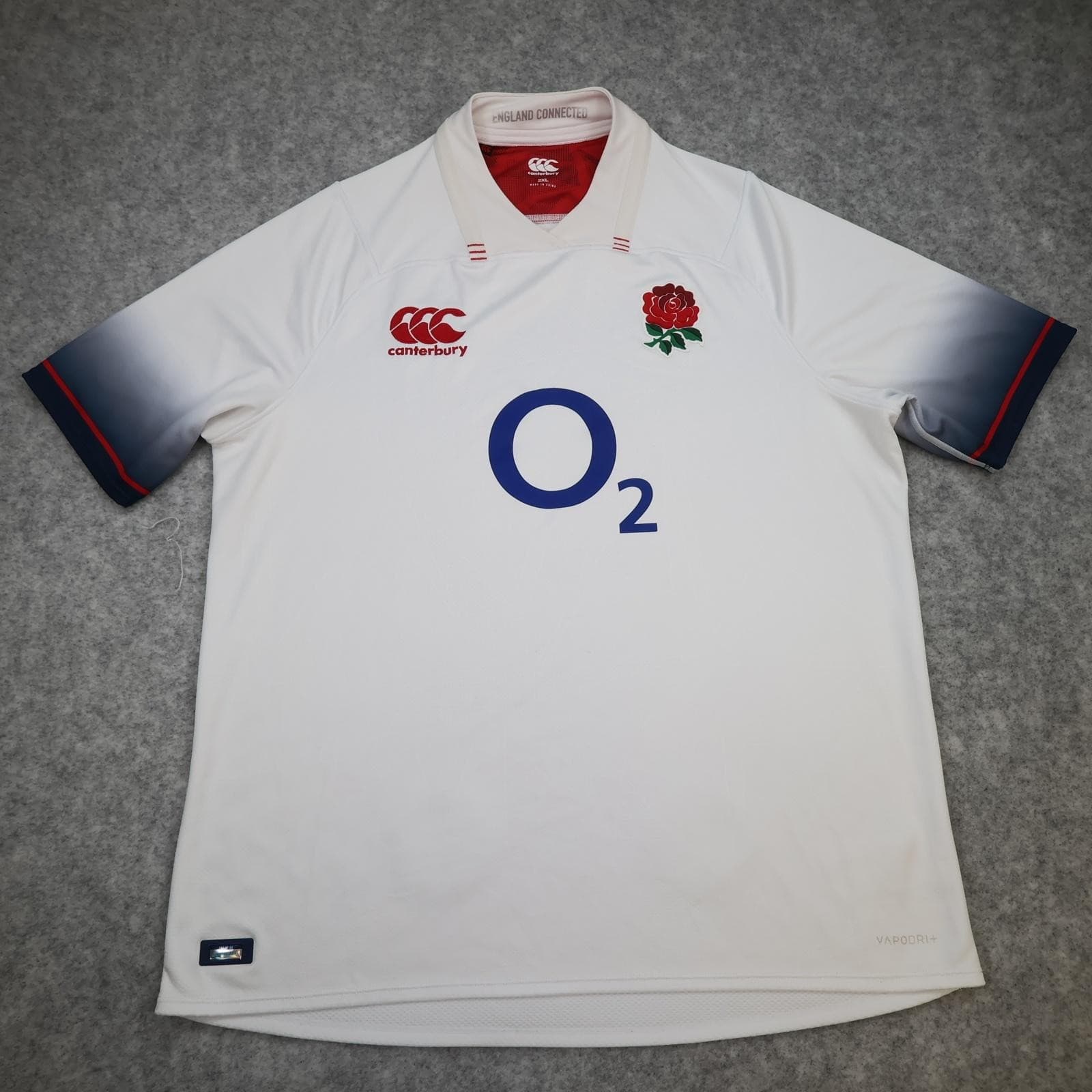 England Rugby Shirt Mens 2XL White Rugby Union Canterbury O2 Home Vapodri+