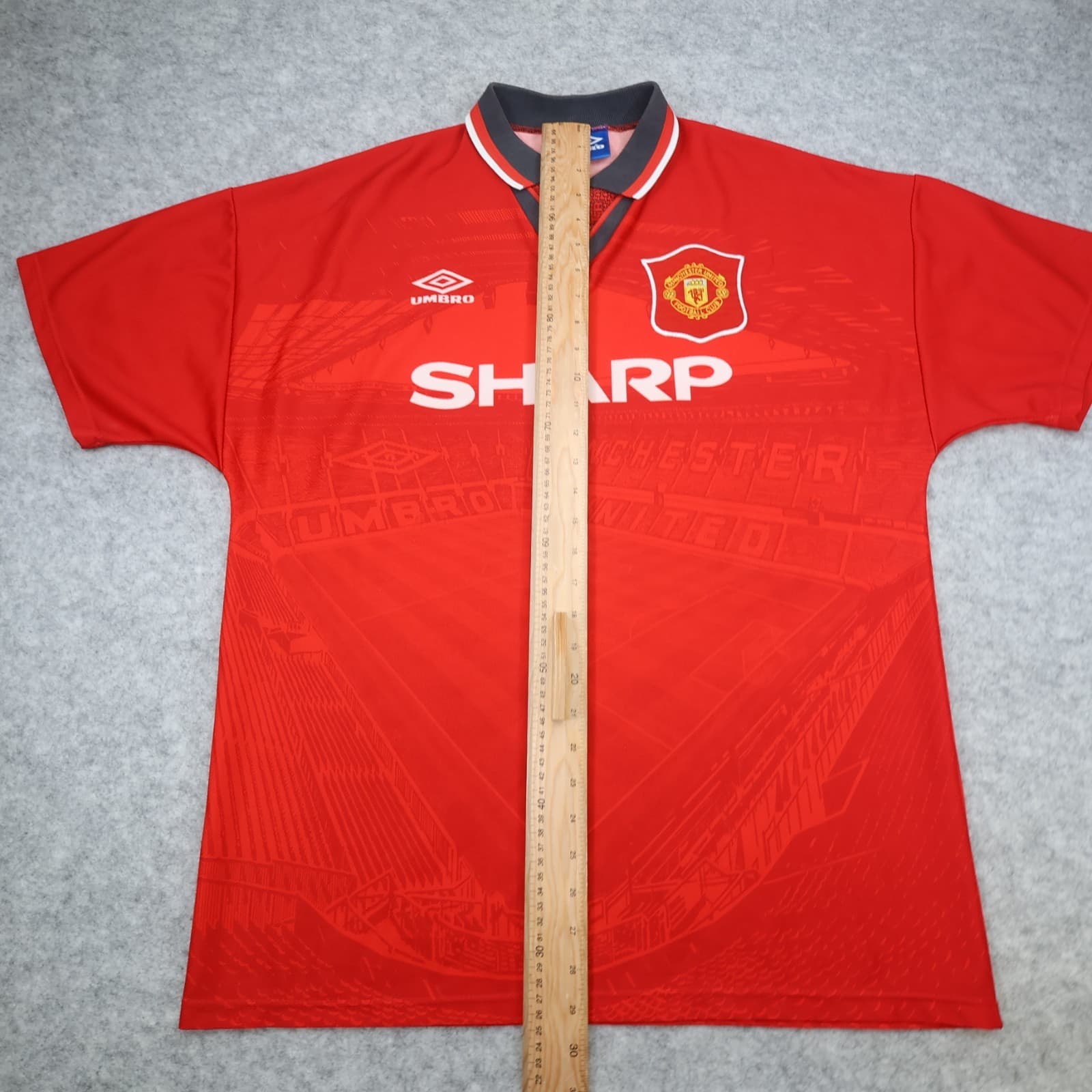 Vintage Manchester United Shirt Large Red Home 1994 1996 Umbro Soccer Jersey photo 10