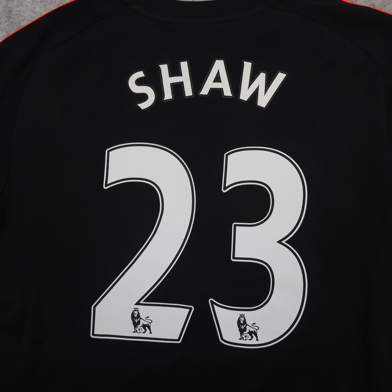 Manchester United Shirt Mens Large Black 3rd Kit 2015 2016 EPL Adidas Shaw 23 photo 15