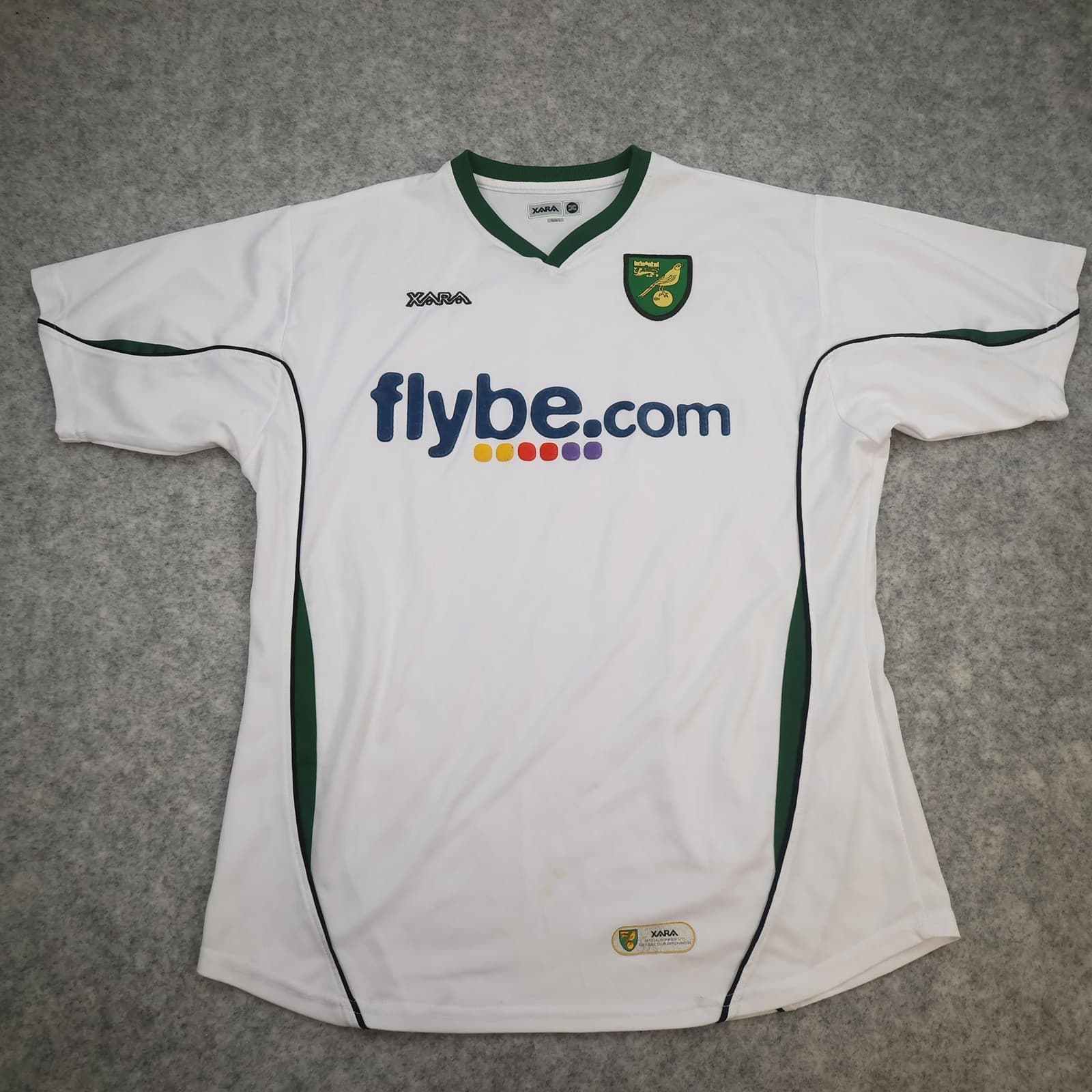 Norwich City Shirt Mens Large White Away 2006 2007 Xara Flybe Soccer Jersey