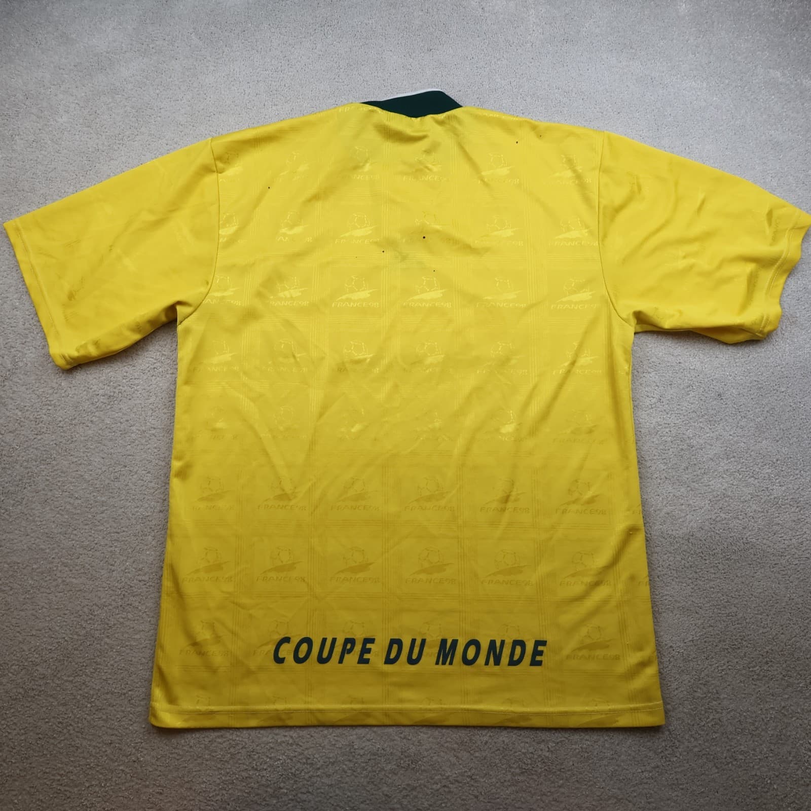 Vintage France Football Shirt Large Yellow Cup 98 1998 90s Coupe Du Monde photo 2