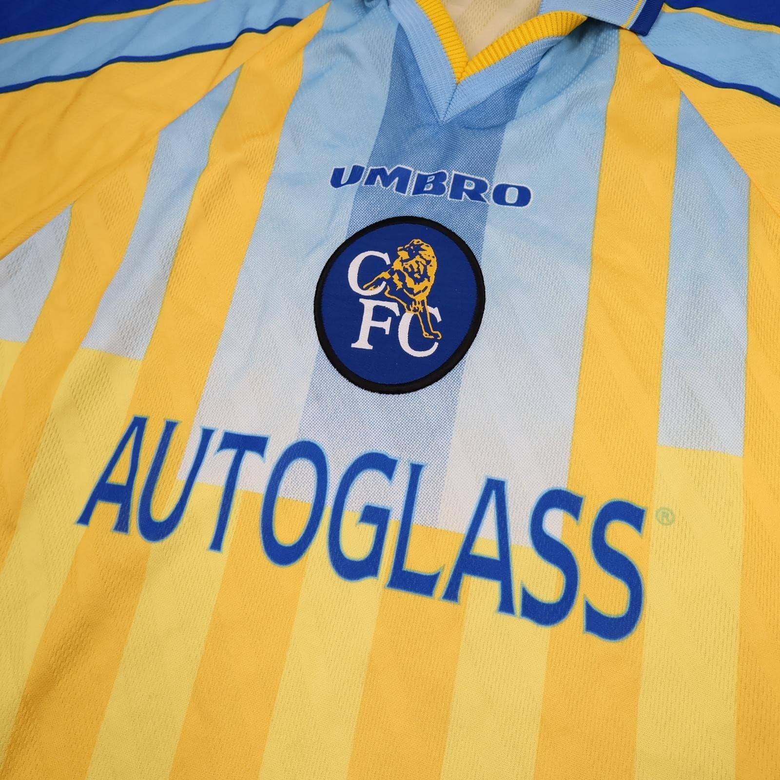 Vintage Chelsea Shirt Mens XL Yellow Away 1998 2000 Football Umbro Autoglass photo 3
