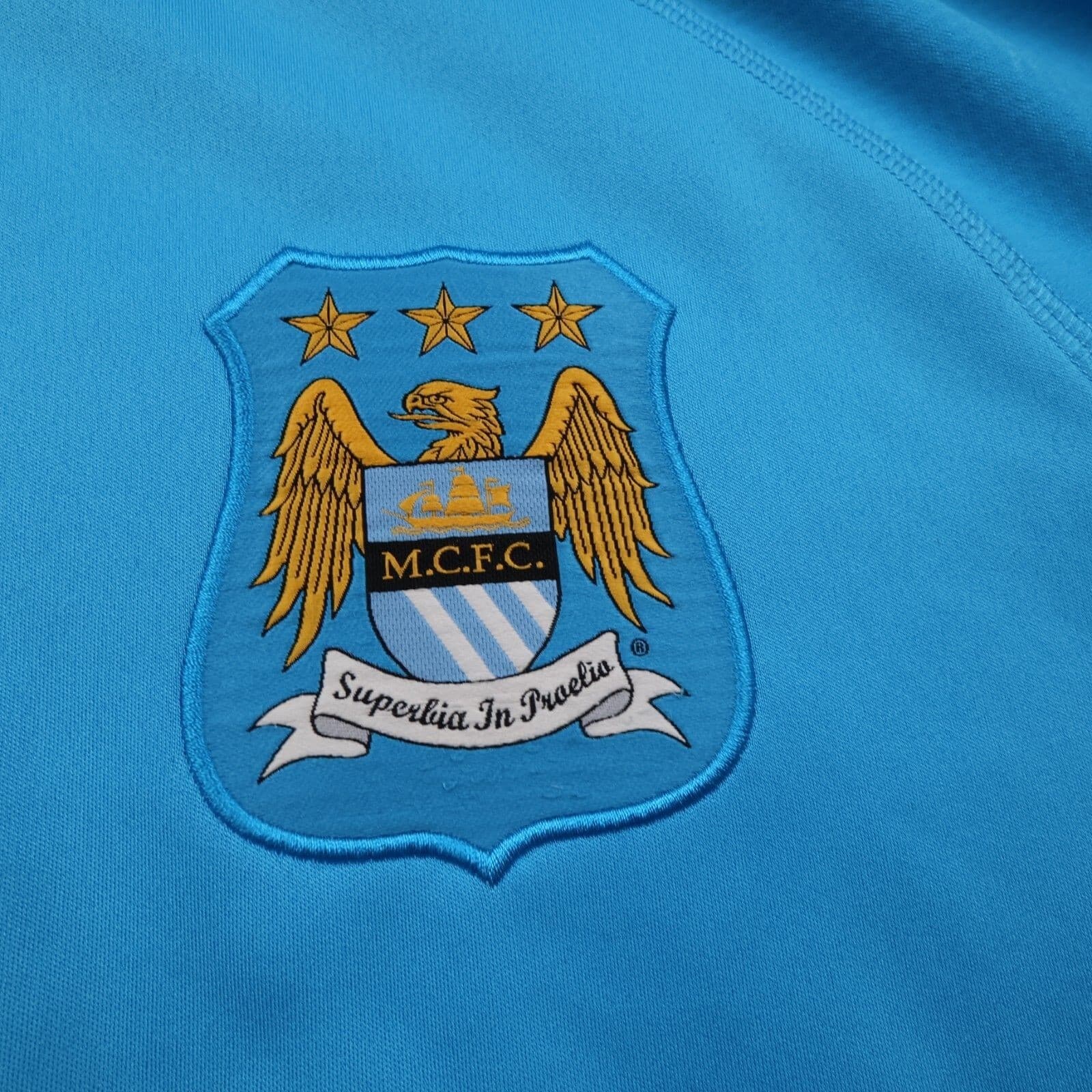 Manchester City Jumper Large Blue Tracksuit Pullover 2014 2015 1/4 Zip Nike photo 4