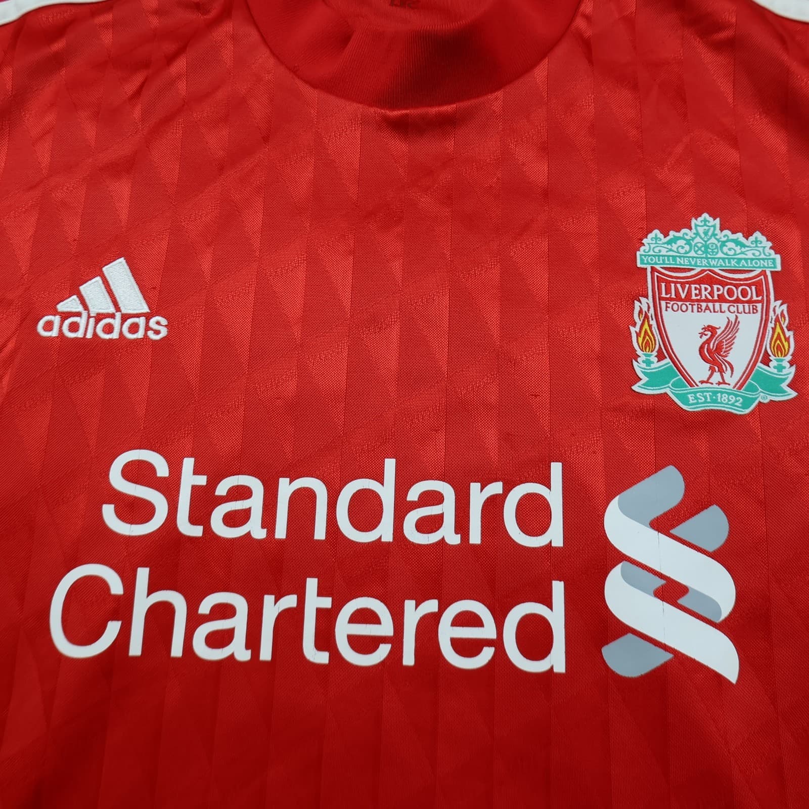 Liverpool Shirt Large Red Home Kit 2010 2011 2012 Adidas Soccer Jersey Suarez 7 photo 3