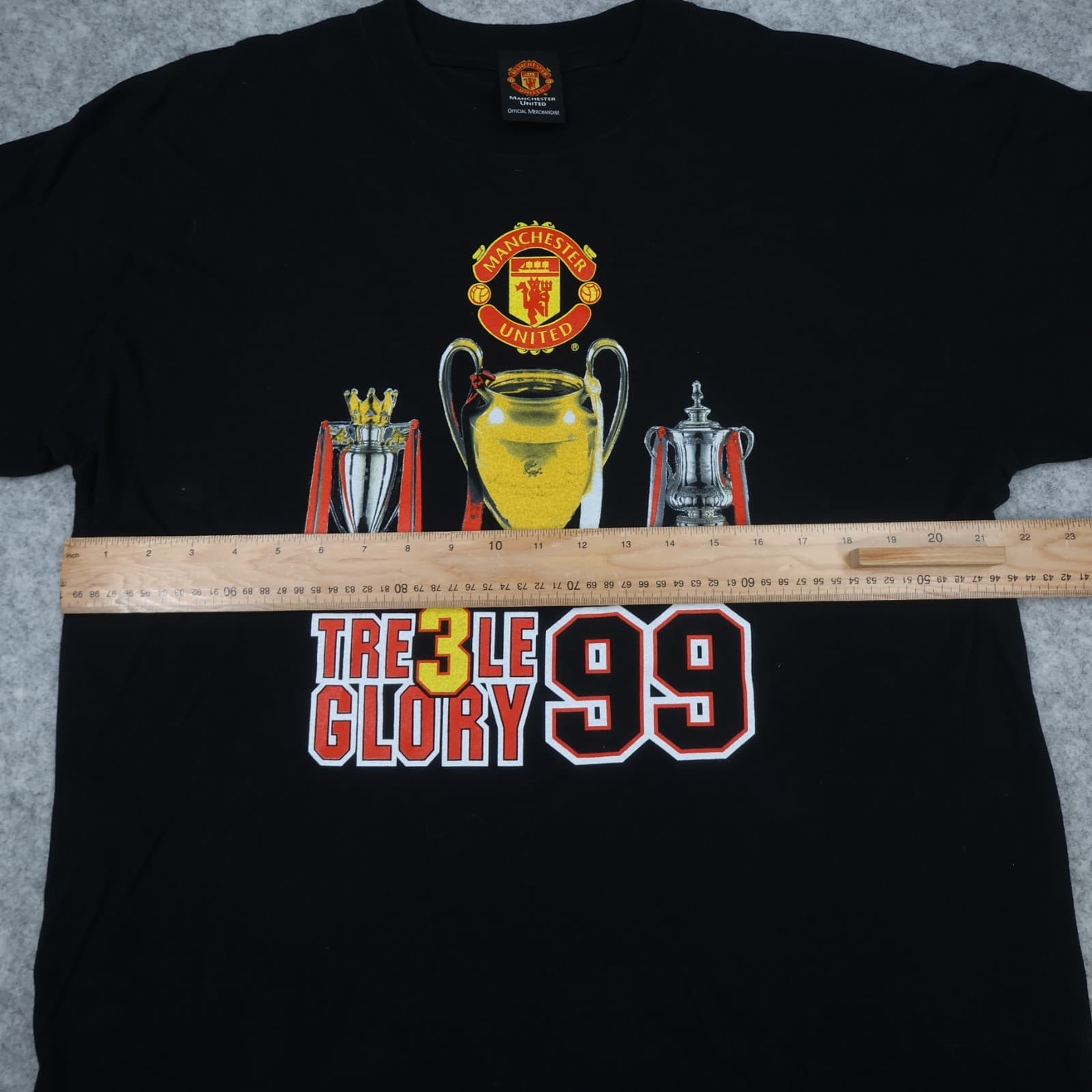 Vintage Manchester United Shirt Large Black Treble Glory Graphic 1999 90s photo 6