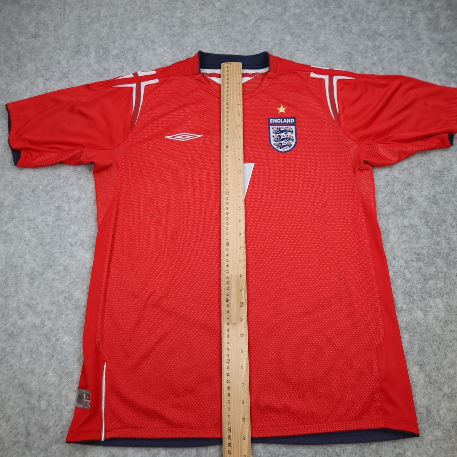 Vintage England Away Shirt Mens Large Red 2004 2006 Football Umbro Beckham Lions photo 16