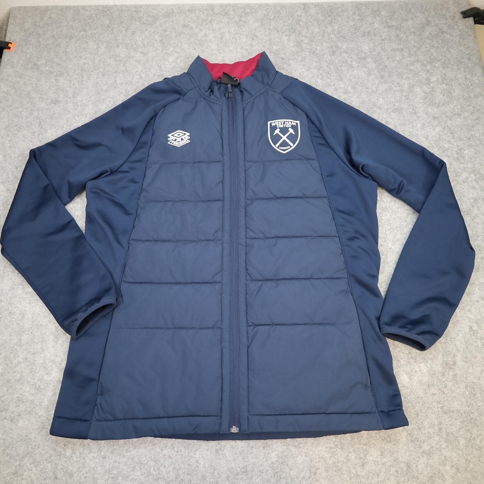 West Ham United Jacket Mens 2XL Blue Navy EPL Football Umbro Padded Training