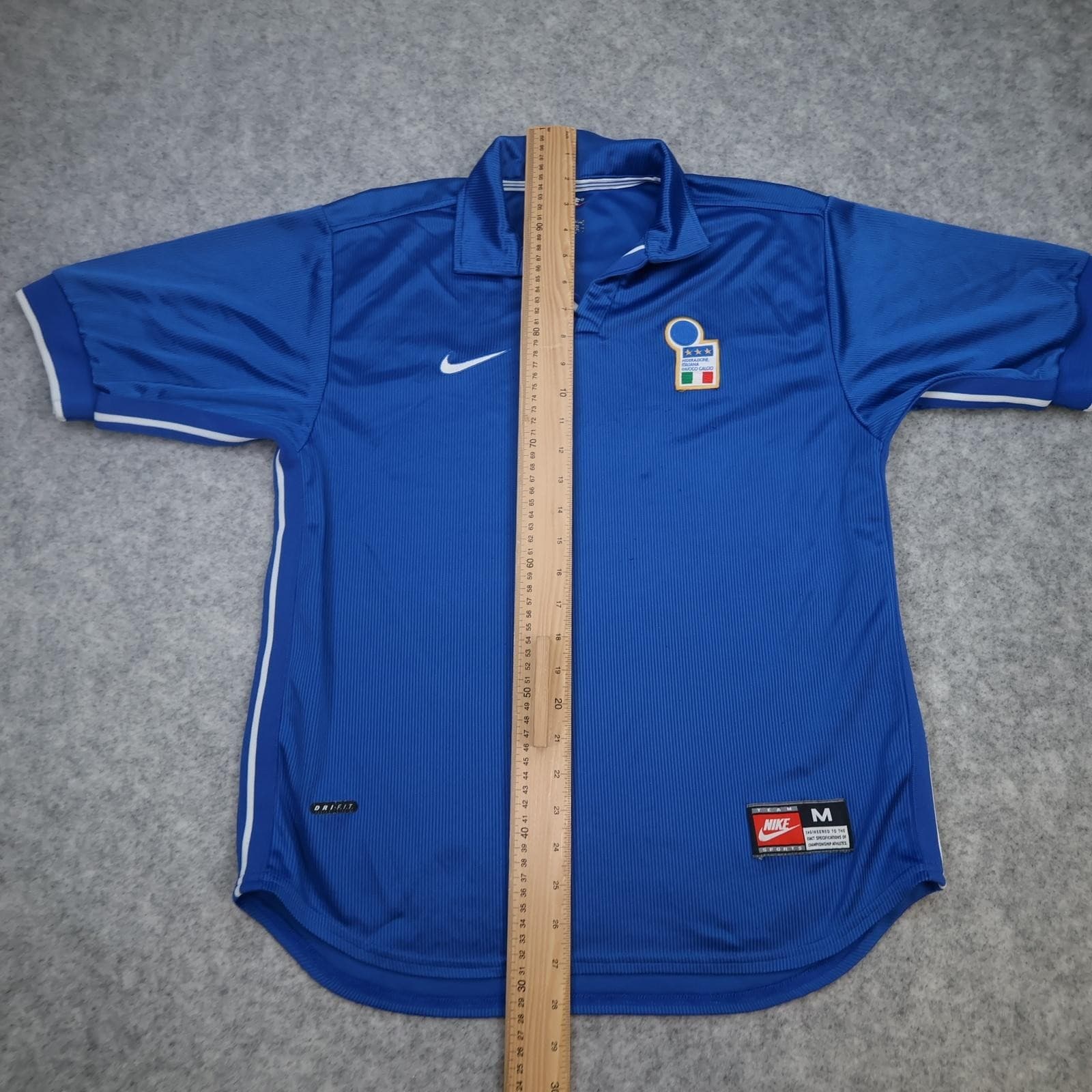 Vintage Italy Home Shirt Mens Medium Blue 1997 1998 Nike Dri Fit FIGC Jersey photo 12
