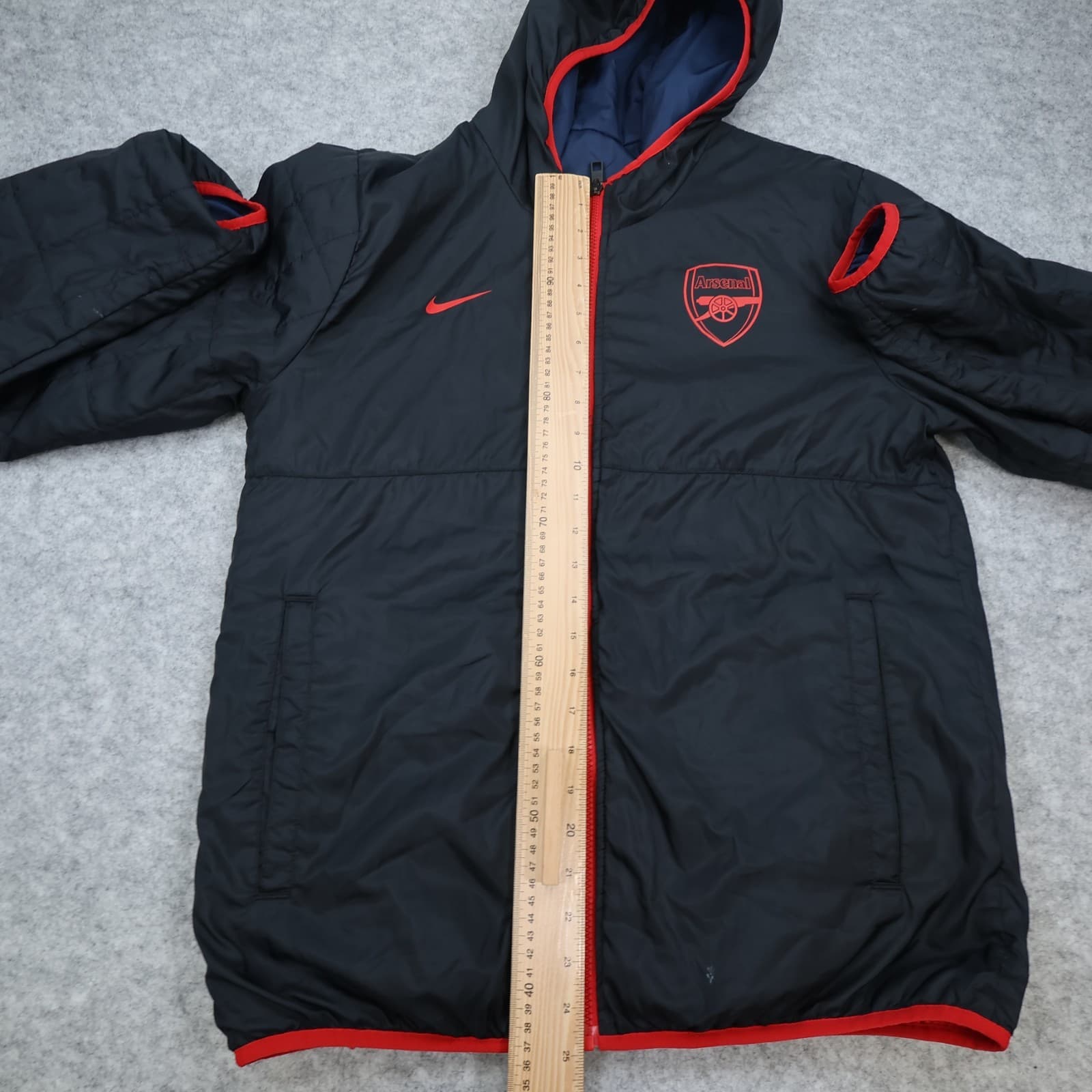 Arsenal Jacket Medium Navy White Red Winter Nike Padded Coat Reversible Puffer photo 14