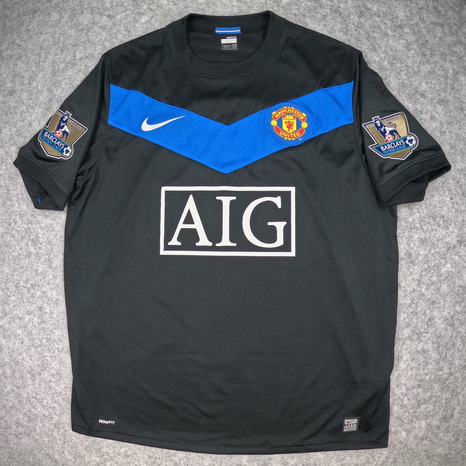 Manchester United Football Shirt Large Black Away 2009 2010 Nike Scholes 18 photo 2
