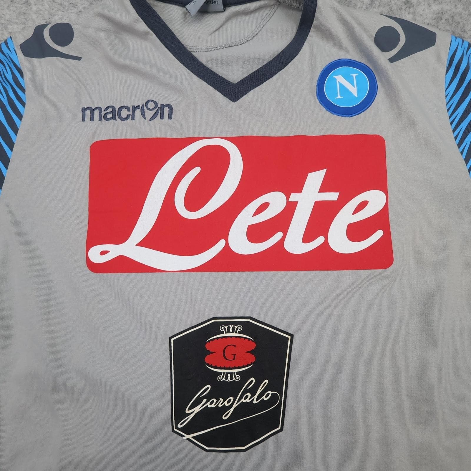 SSC Napoli Training Shirt Mens XL Grey Football Macron 2014 2015 Jersey photo 2
