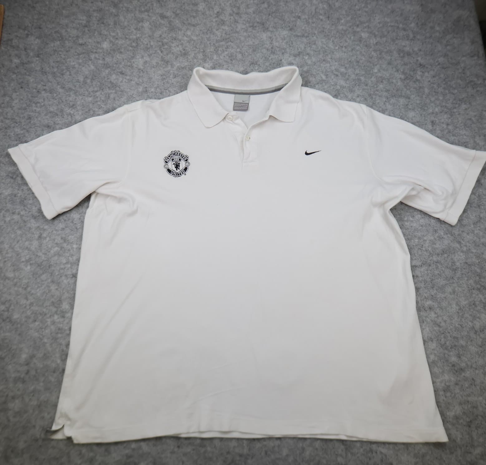 Manchester United Shirt 2XL White Polo Top Nike MUFC T shirt 2000s
