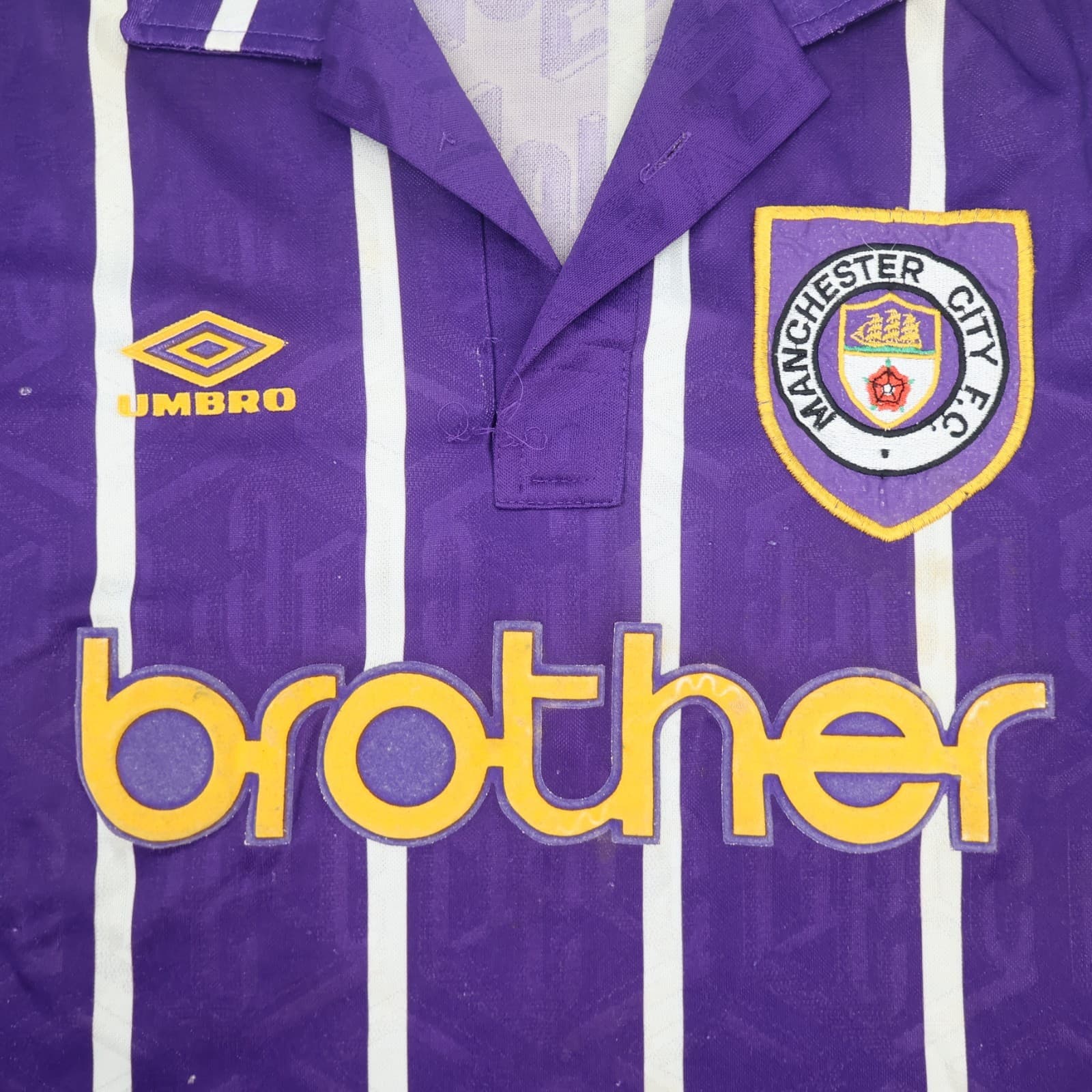 Vintage Manchester City Shirt Large Purple Home Kit 1993 1994 Umbro Jersey 90s photo 5