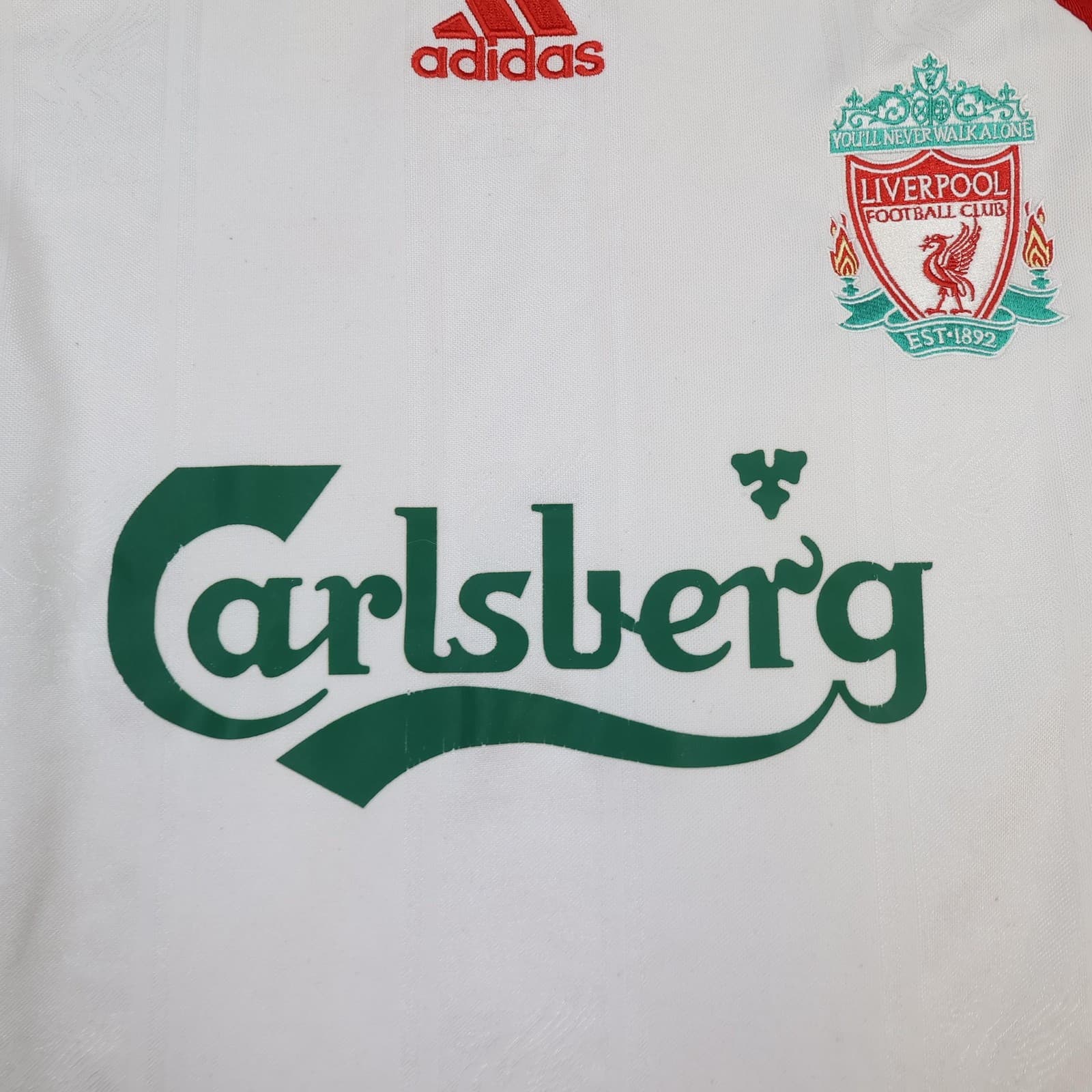 Liverpool Shirt Mens Small White Away 2007 2008 Adidas Carlsberg Jersey photo 3