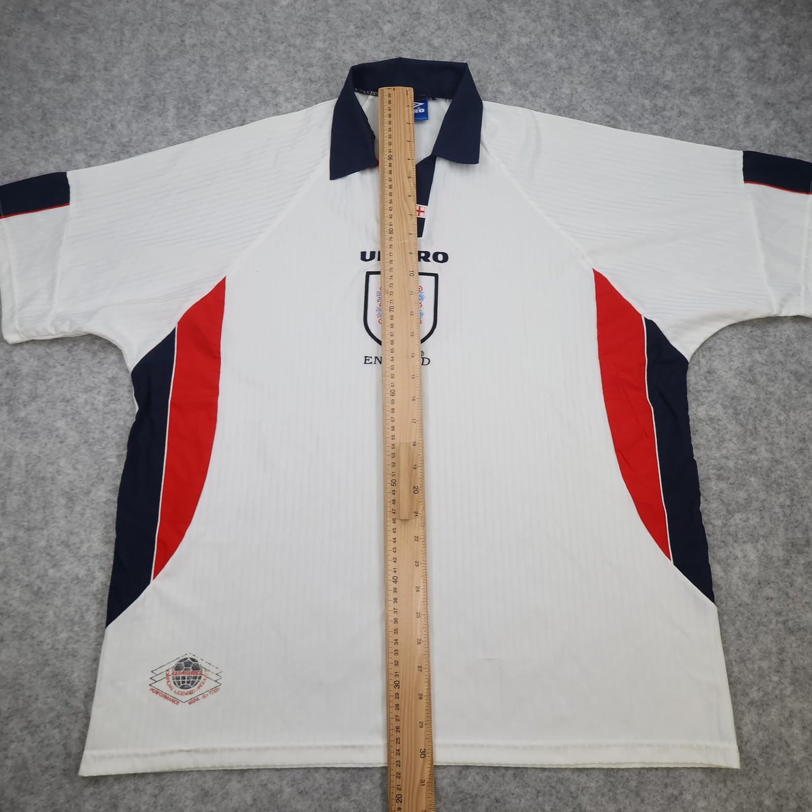 Vintage England Home Shirt Mens 2XL White 1998 1999 Umbro VAPA TECH Jersey 90s photo 10