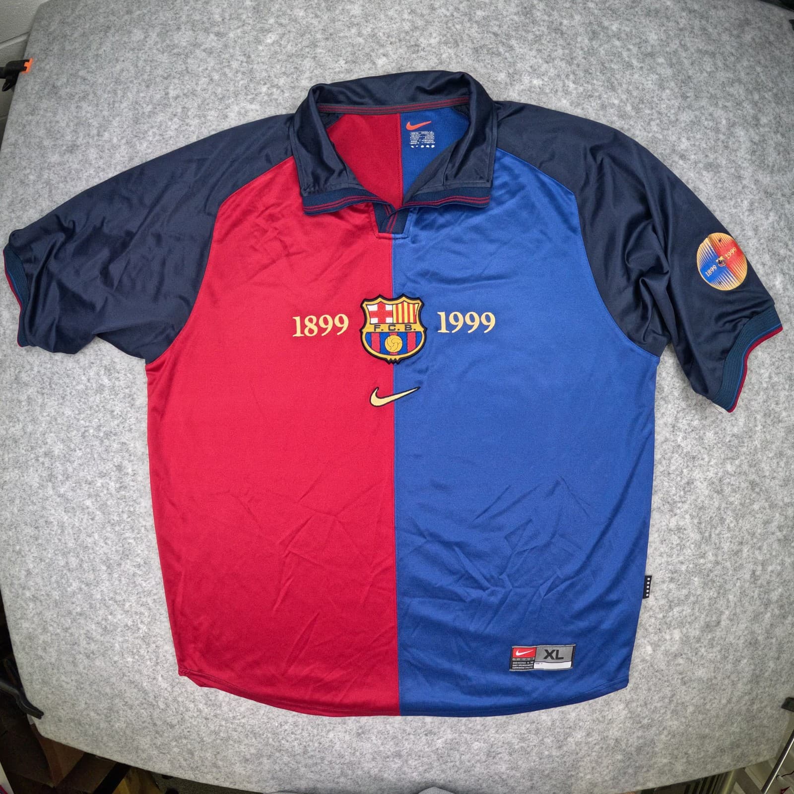 Barcelona Football Shirt Extra Large Home 1999 00 Nike Rivaldo Centenary Jersey photo 2