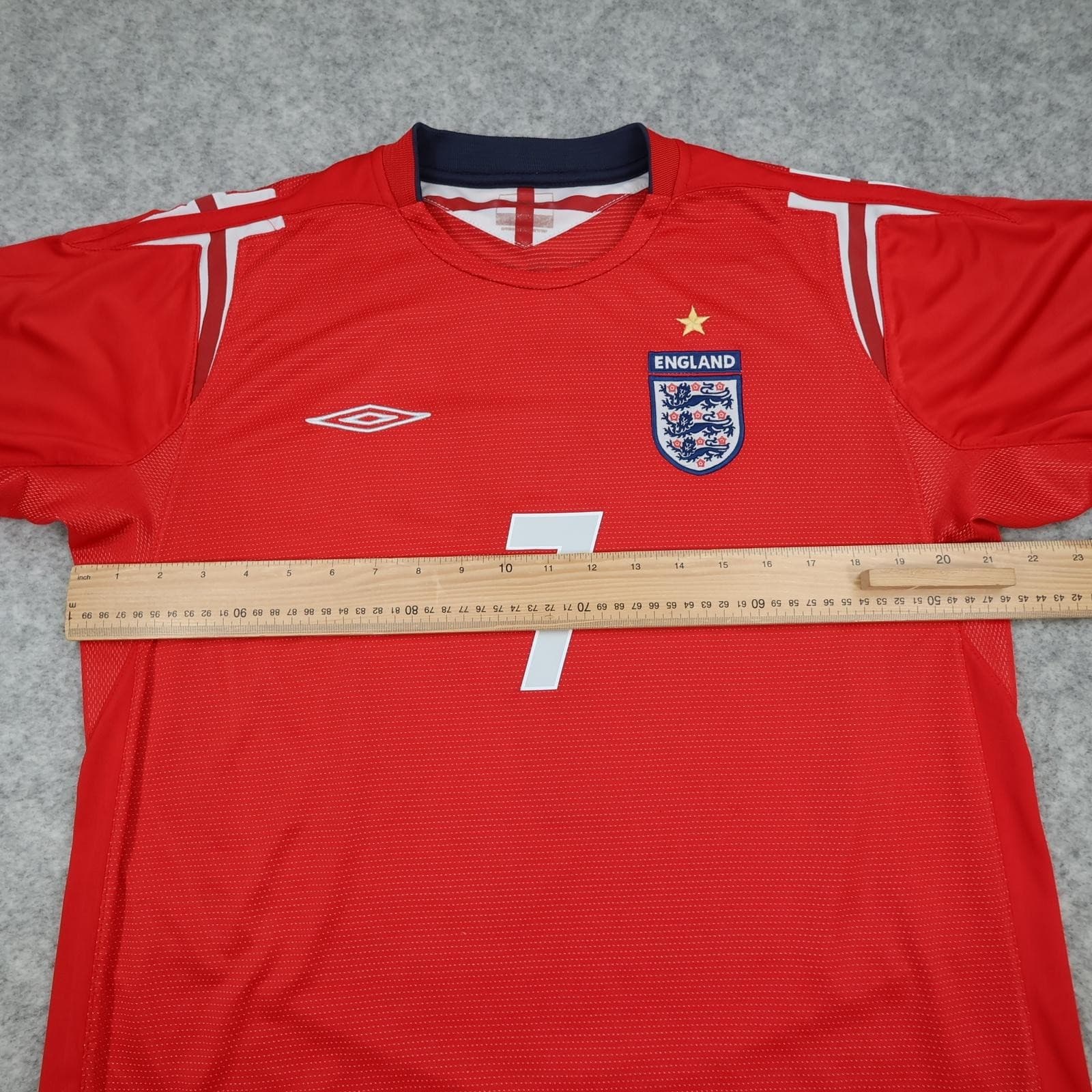 Vintage England Away Shirt Mens Large Red 2004 2006 Football Umbro Beckham Lions photo 14