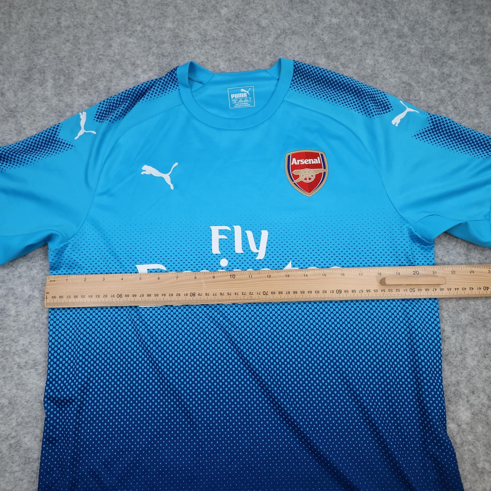 Arsenal Shirt Mens Large Blue Away 2017 2018 Football Puma Fly Emirates photo 10