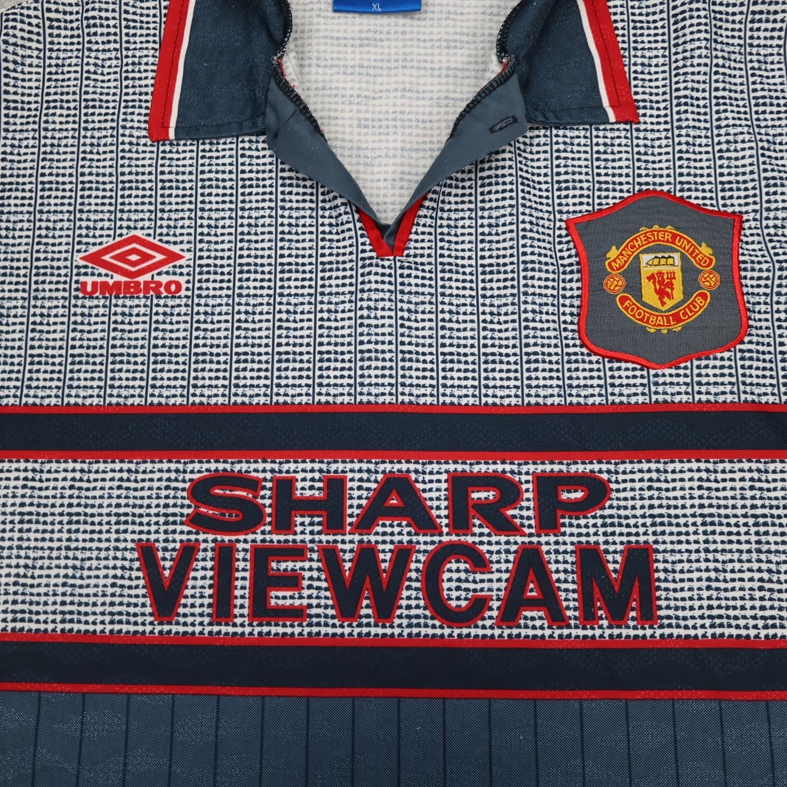 Vintage Manchester United Shirt Extra Large Grey Away Kit 1995 1996 Umbro Jersey photo 3