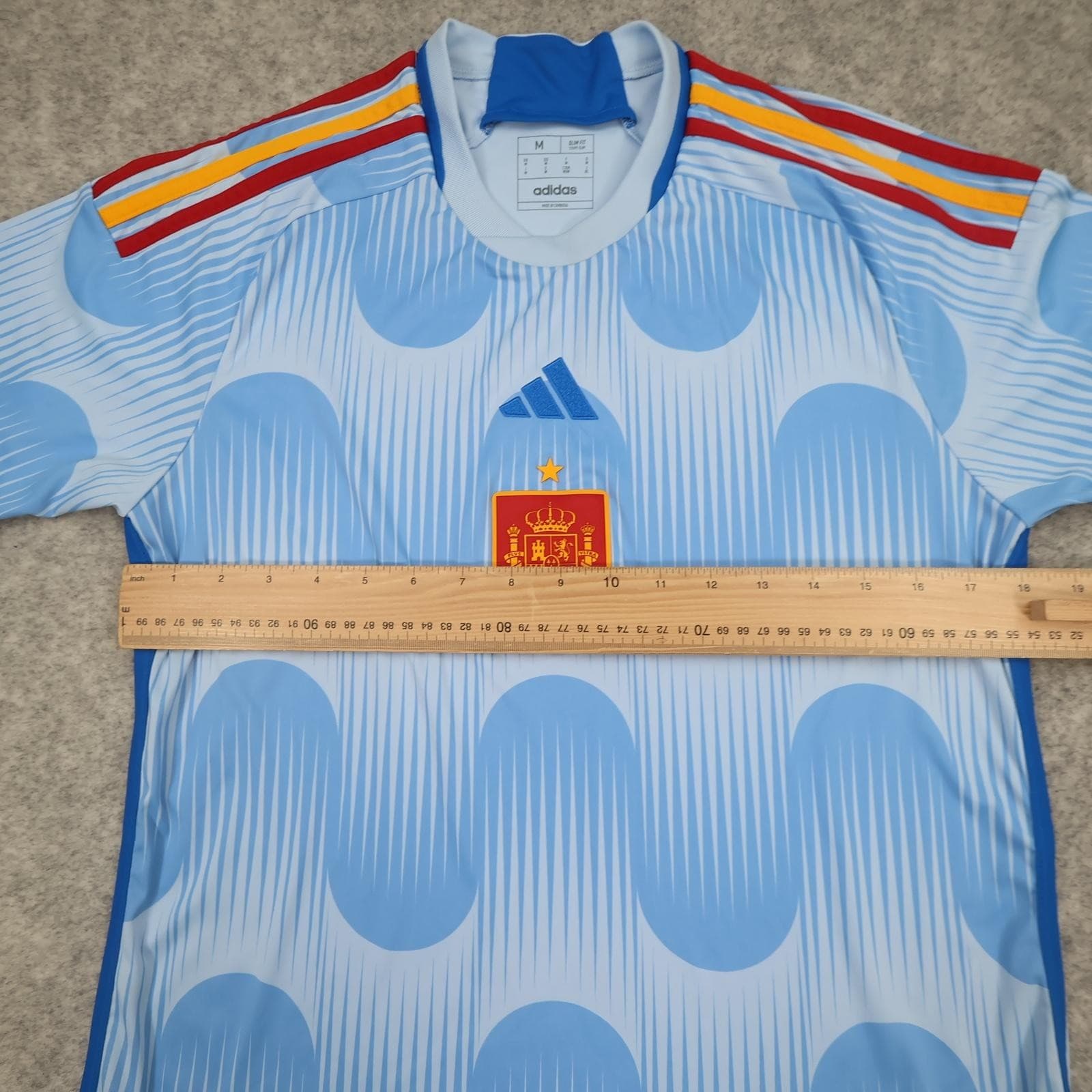 Spain Away Shirt Mens Medium Blue 2022 2023 Football Adidas Slim Fit Jersey photo 9