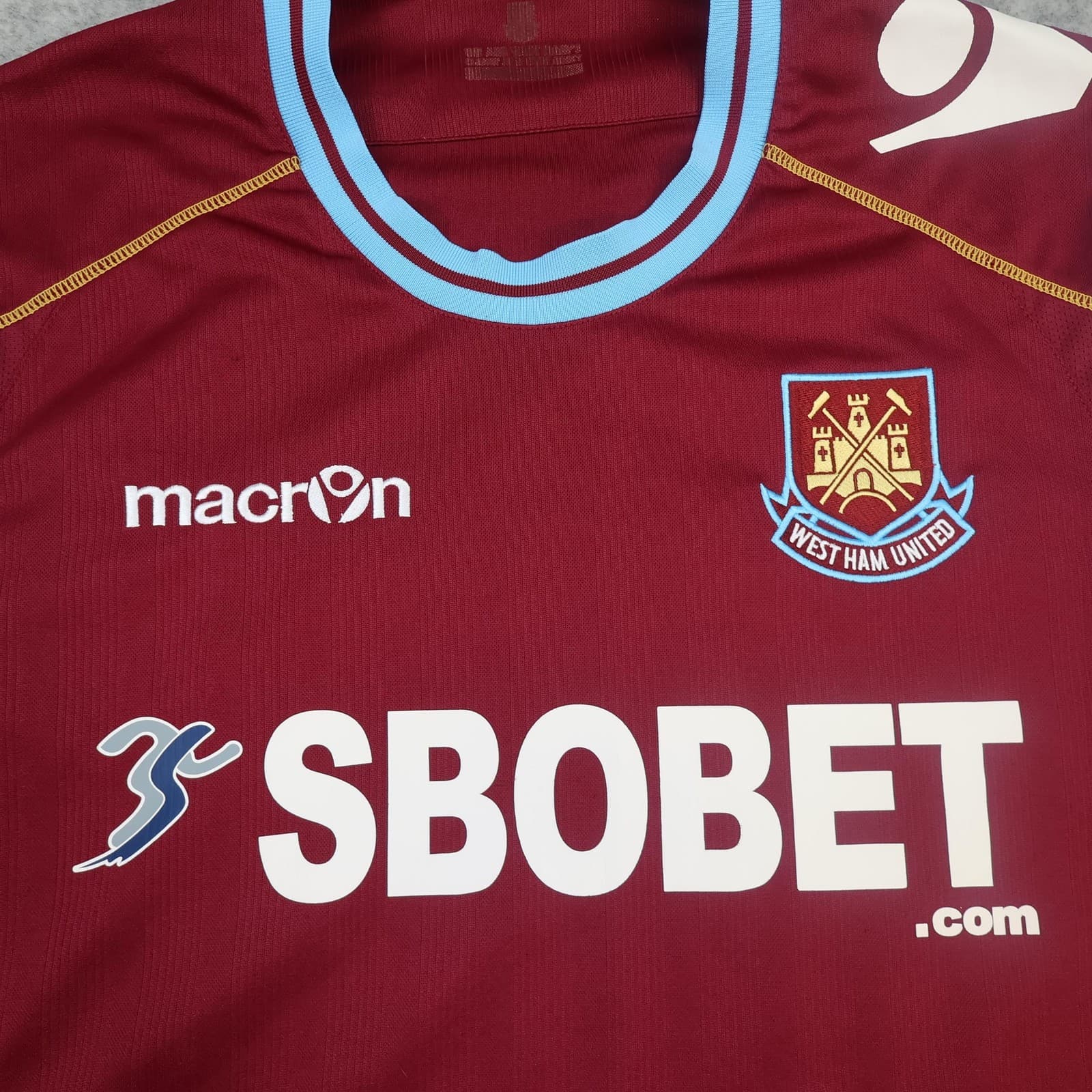 West Ham United Shirt Mens 2XL Red Home Football Macron SBOBET Soccer Jersey photo 3