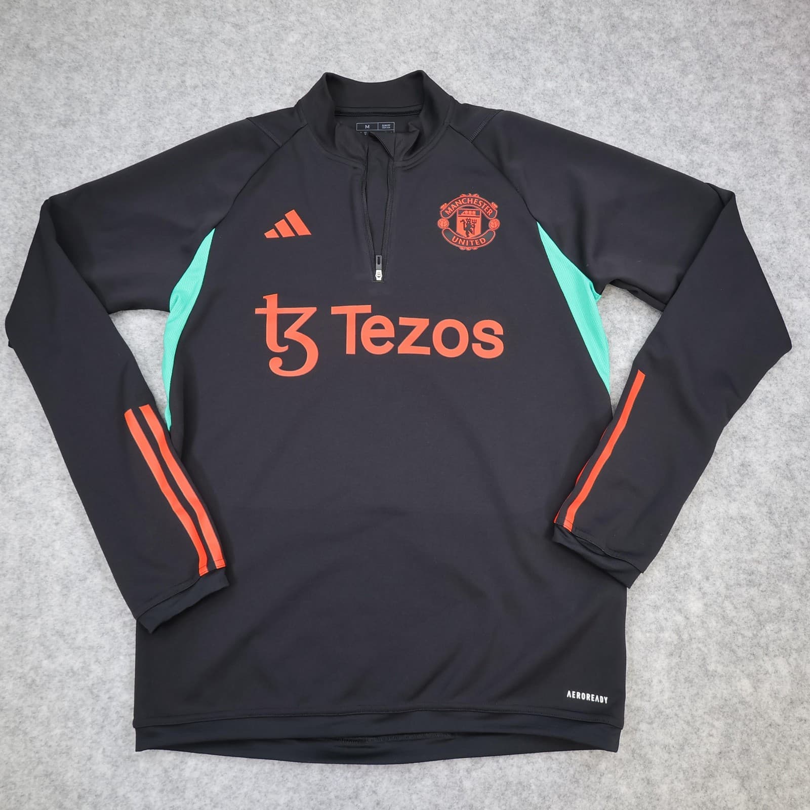 Manchester United Training Top Mens Medium Black EPL Football Adidas Tezos 22 23