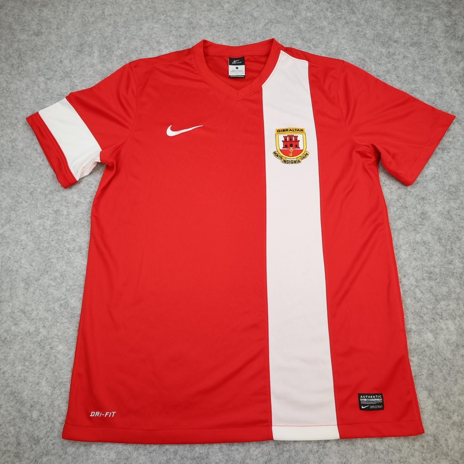 Gibraltar Home Shirt Mens Large Red Home 2012 2013 Nike Dri Fit Jersey Top