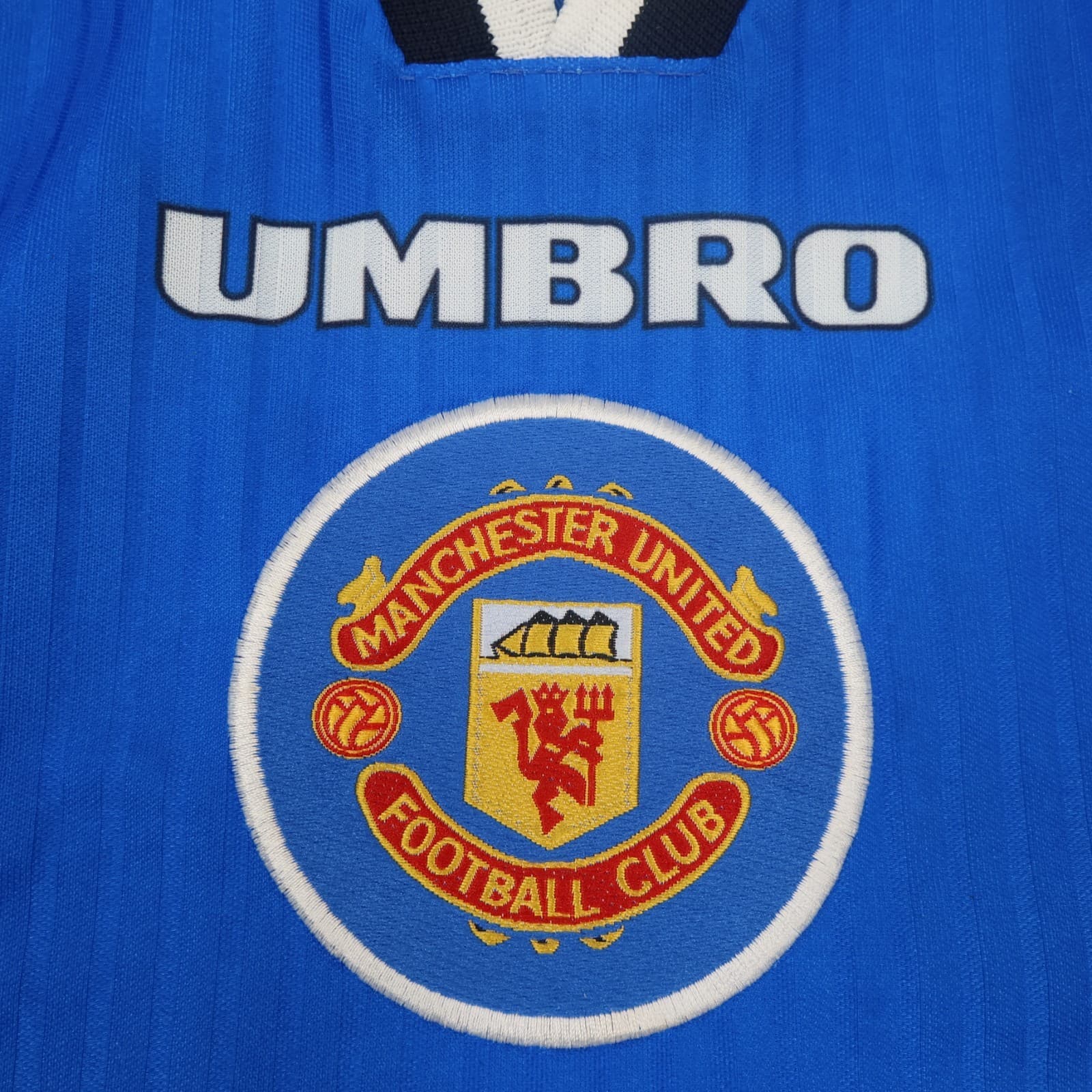 Vintage Manchester United Shirt 2XL Blue Third Kit 96 1998 Umbro David Beckham photo 7
