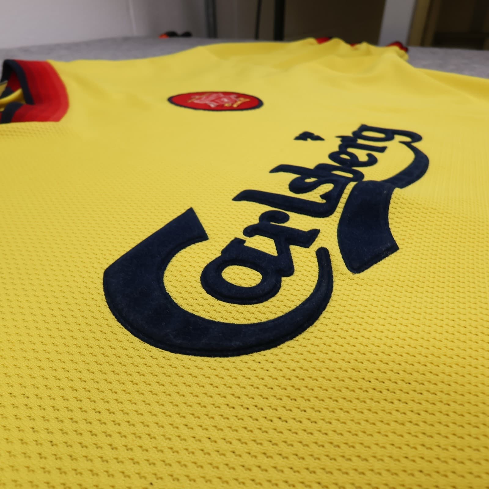 Vintage Liverpool Shirt Large Yellow Away Kit 1997 1999 Reebok Soccer Jersey photo 10